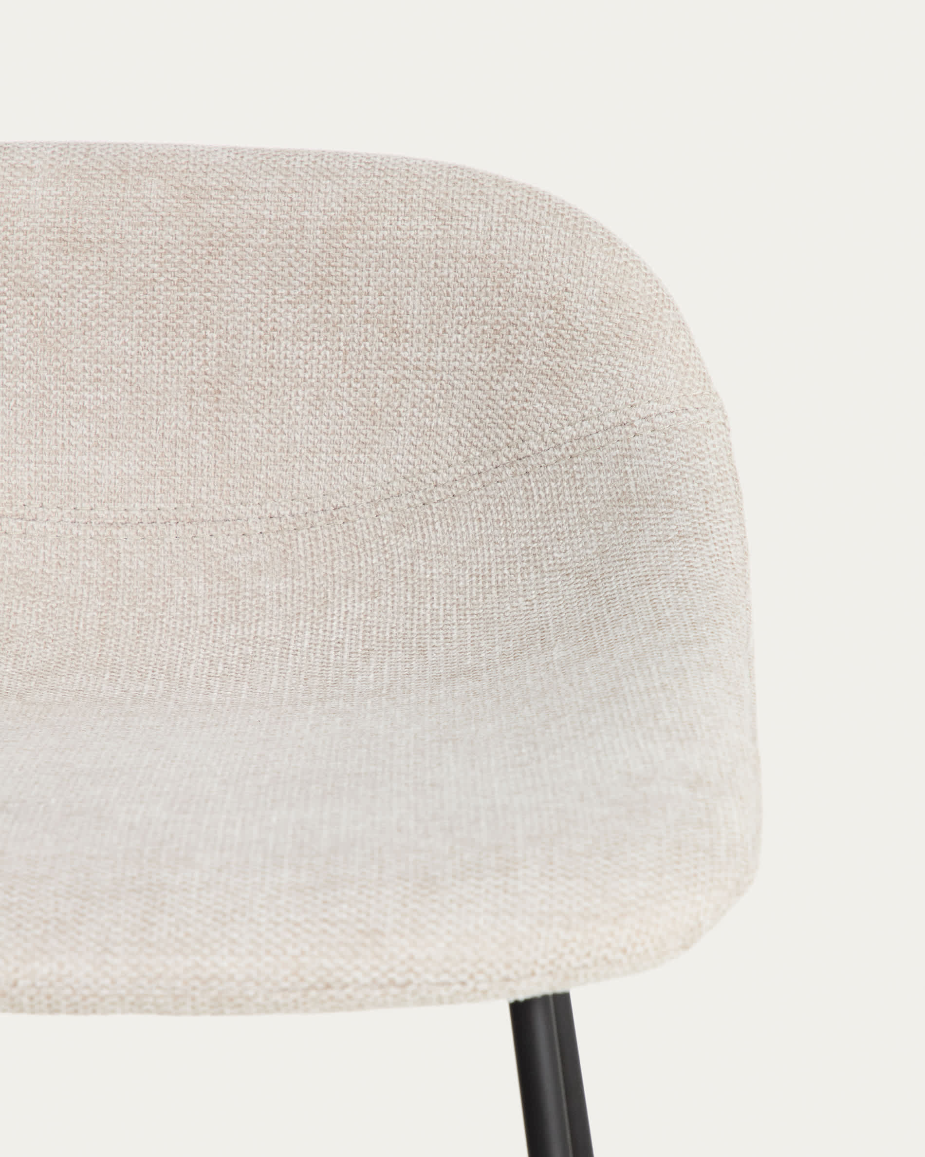 Zahara stool in beige chenille with steel legs with black finish 76cm FSC 100%