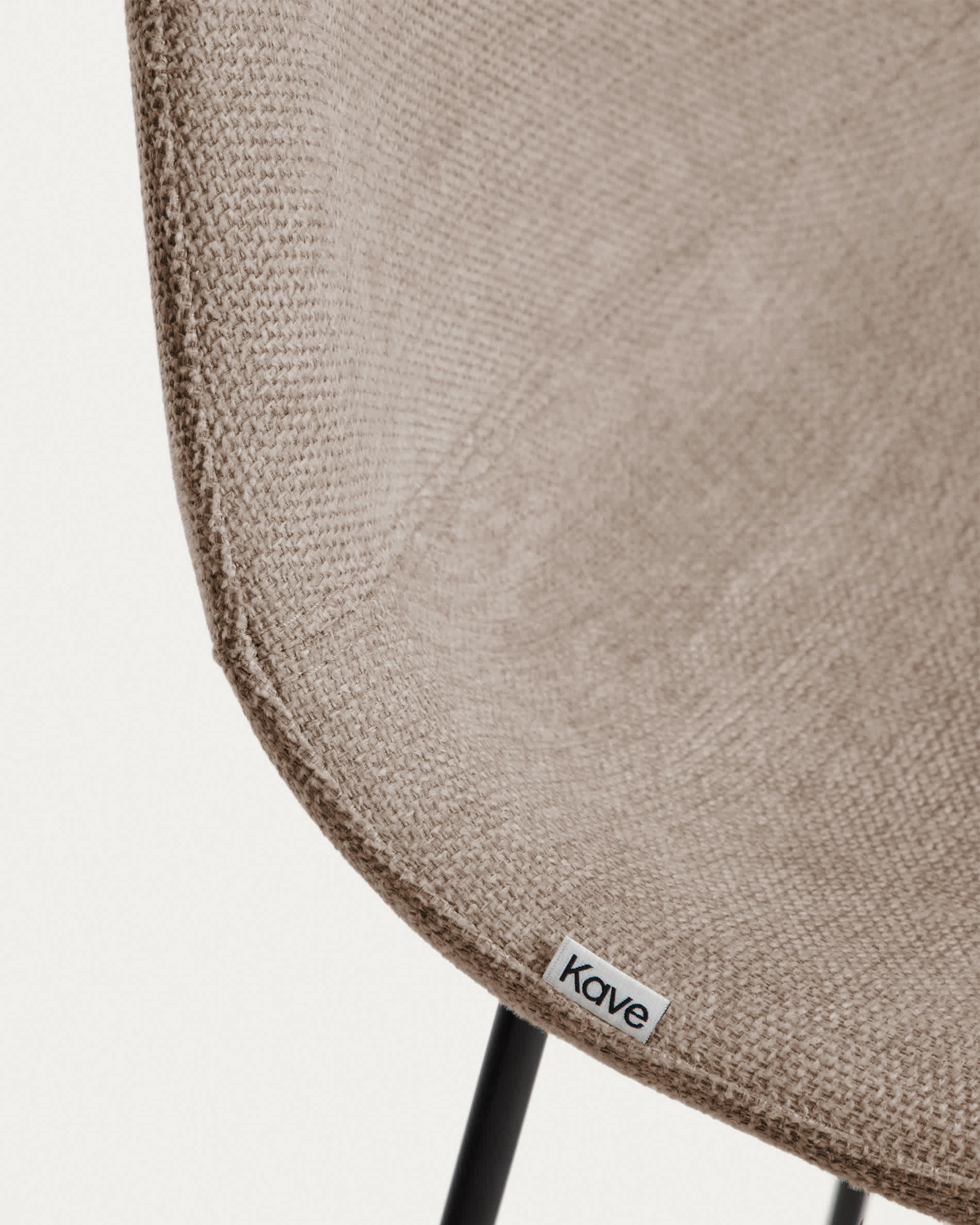 Zahara stool in brown chenille with steel legs with black finish 76cm FSC 100%