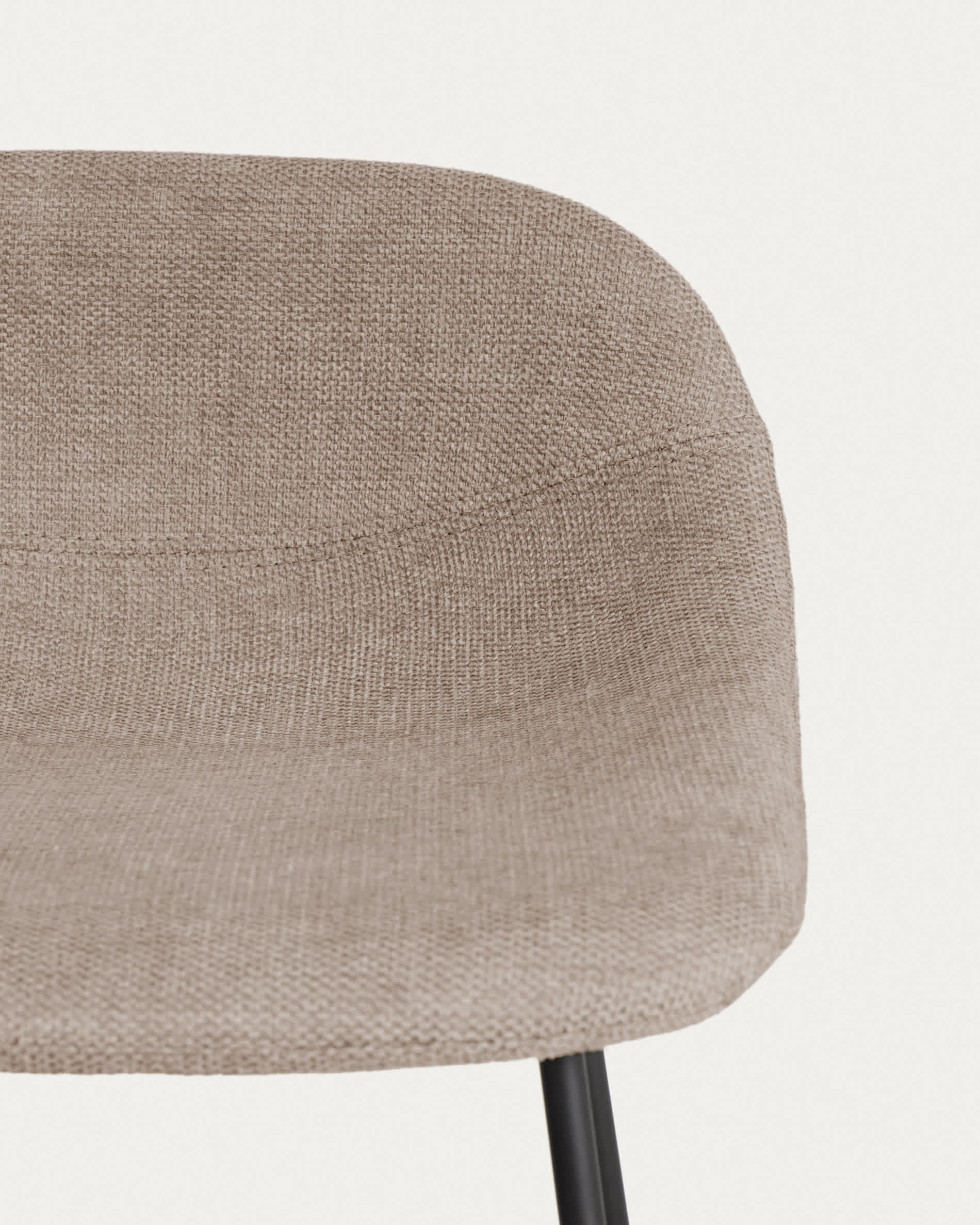 Zahara stool in brown chenille with steel legs with black finish 76cm FSC 100%
