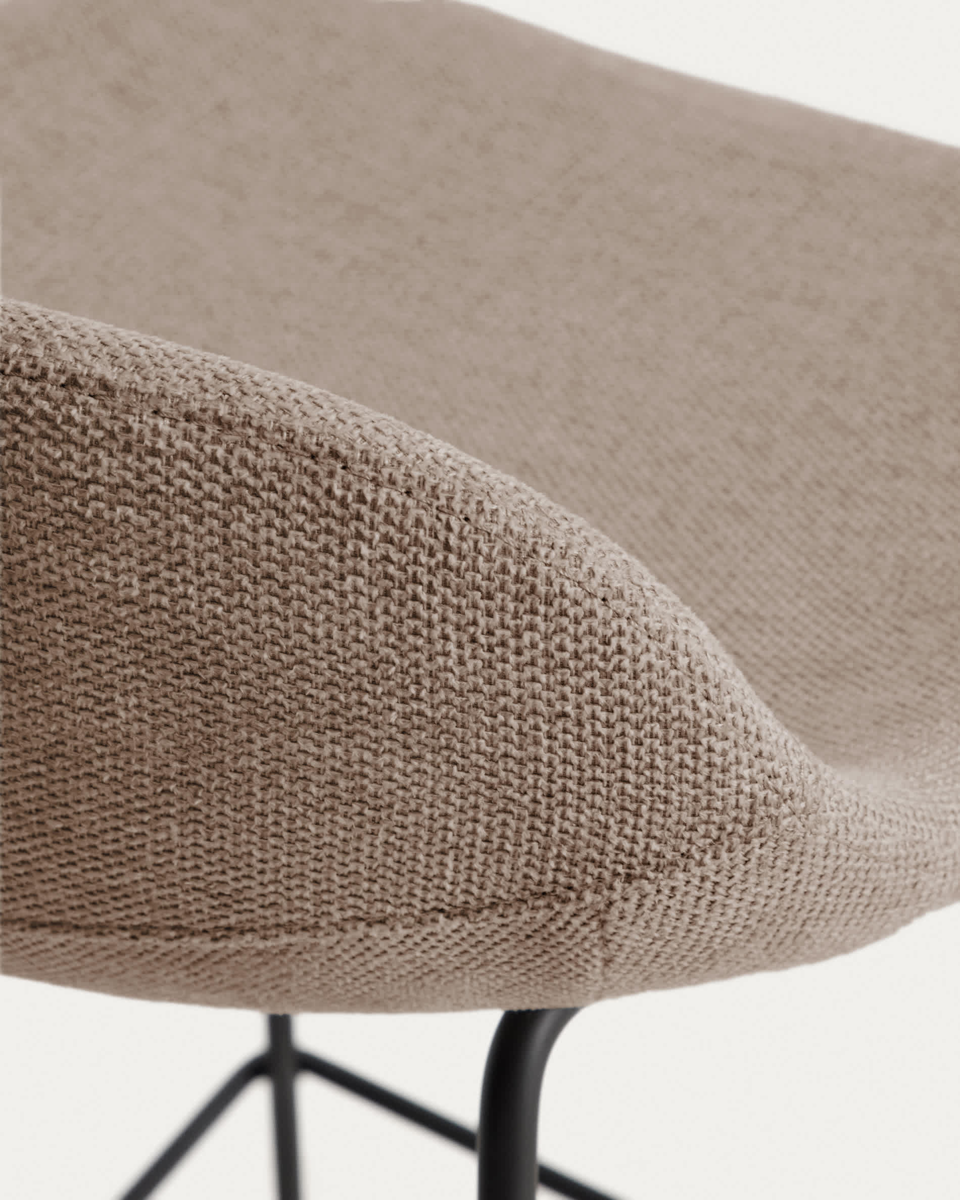 Zahara stool in brown chenille with steel legs with black finish 65cm FSC 100%