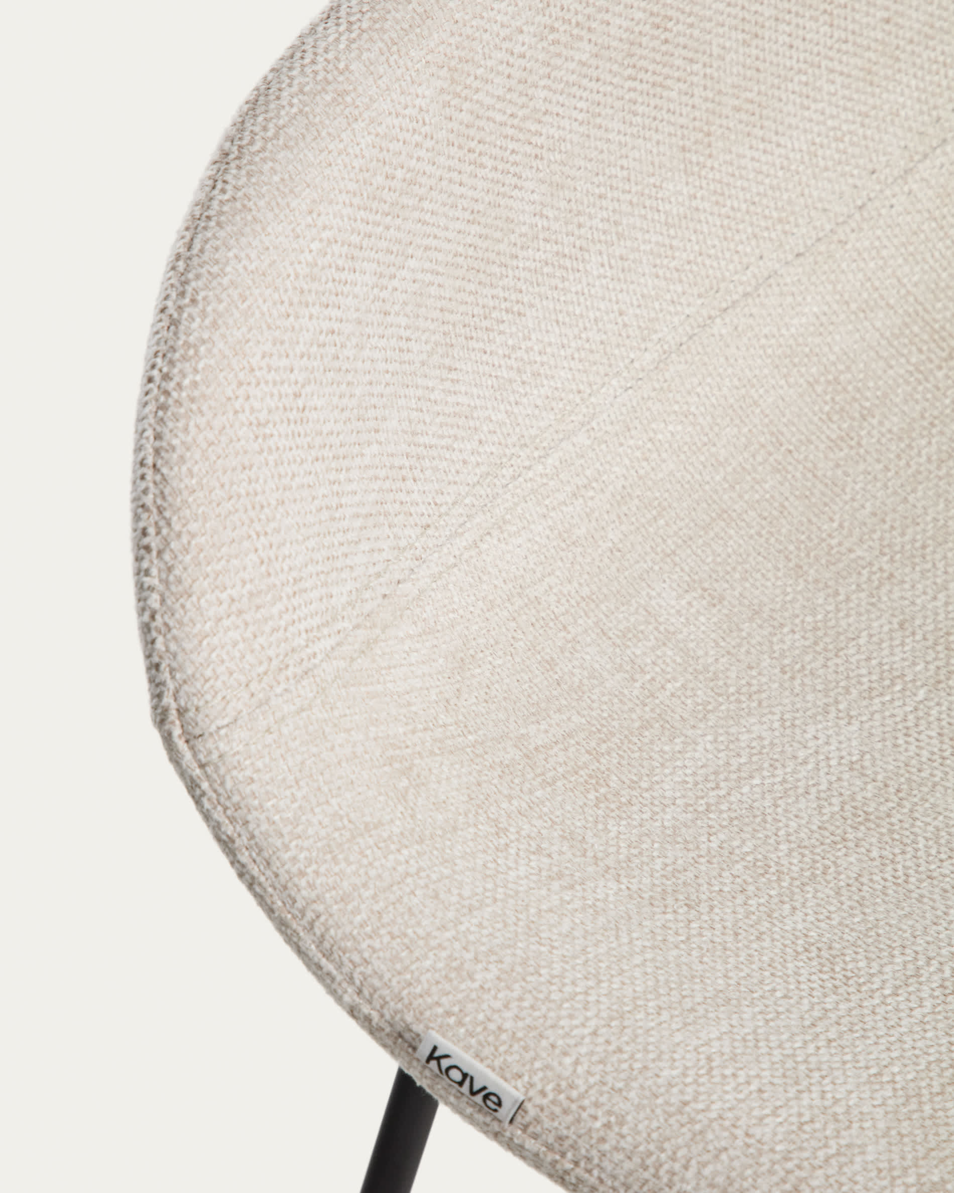Zahara stool in beige chenille with steel legs with black finish 76cm FSC 100%