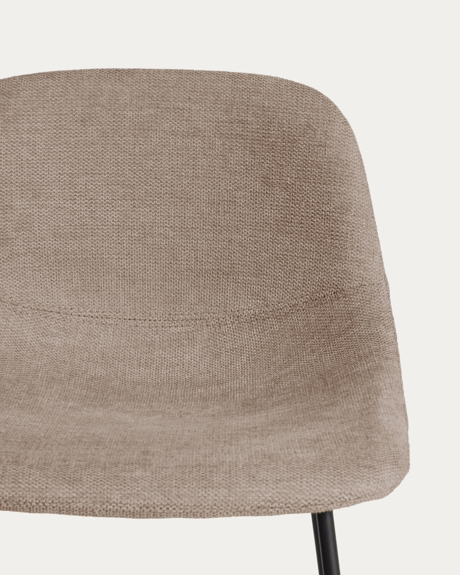 Zahara stool in brown chenille with steel legs with black finish 76cm FSC 100%