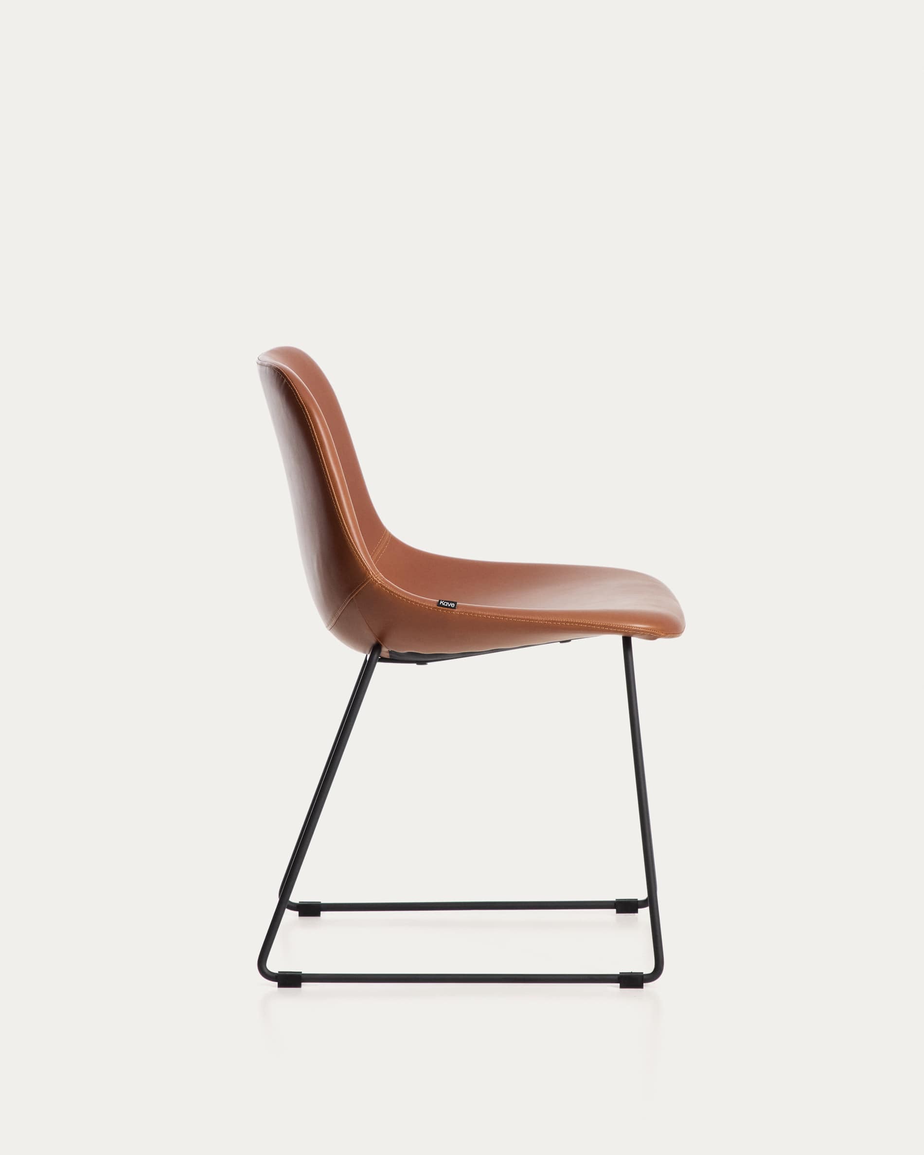 Zahara brown polyurethane chair with steel legs with black finish FSC 100%