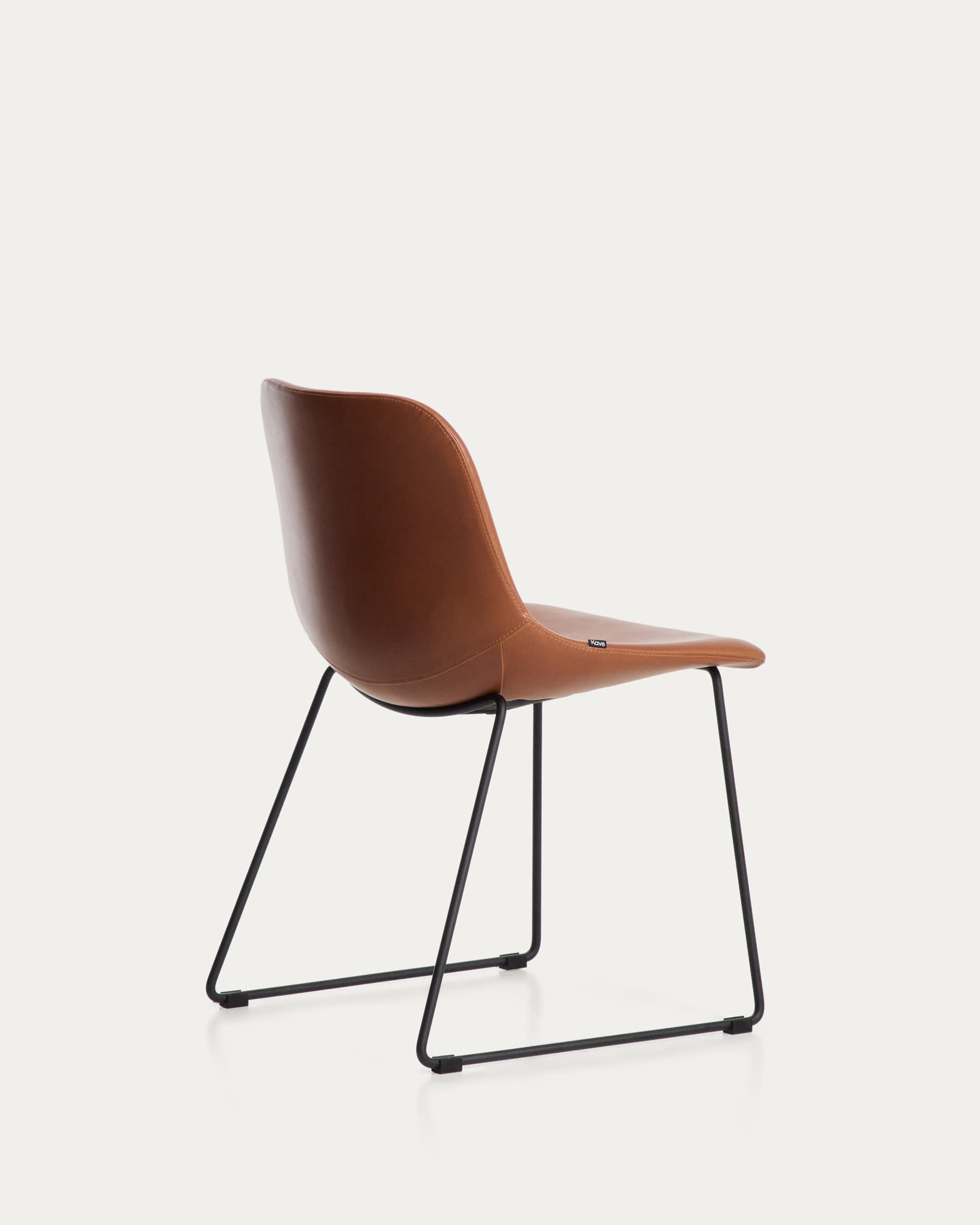 Zahara brown polyurethane chair with steel legs with black finish FSC 100%