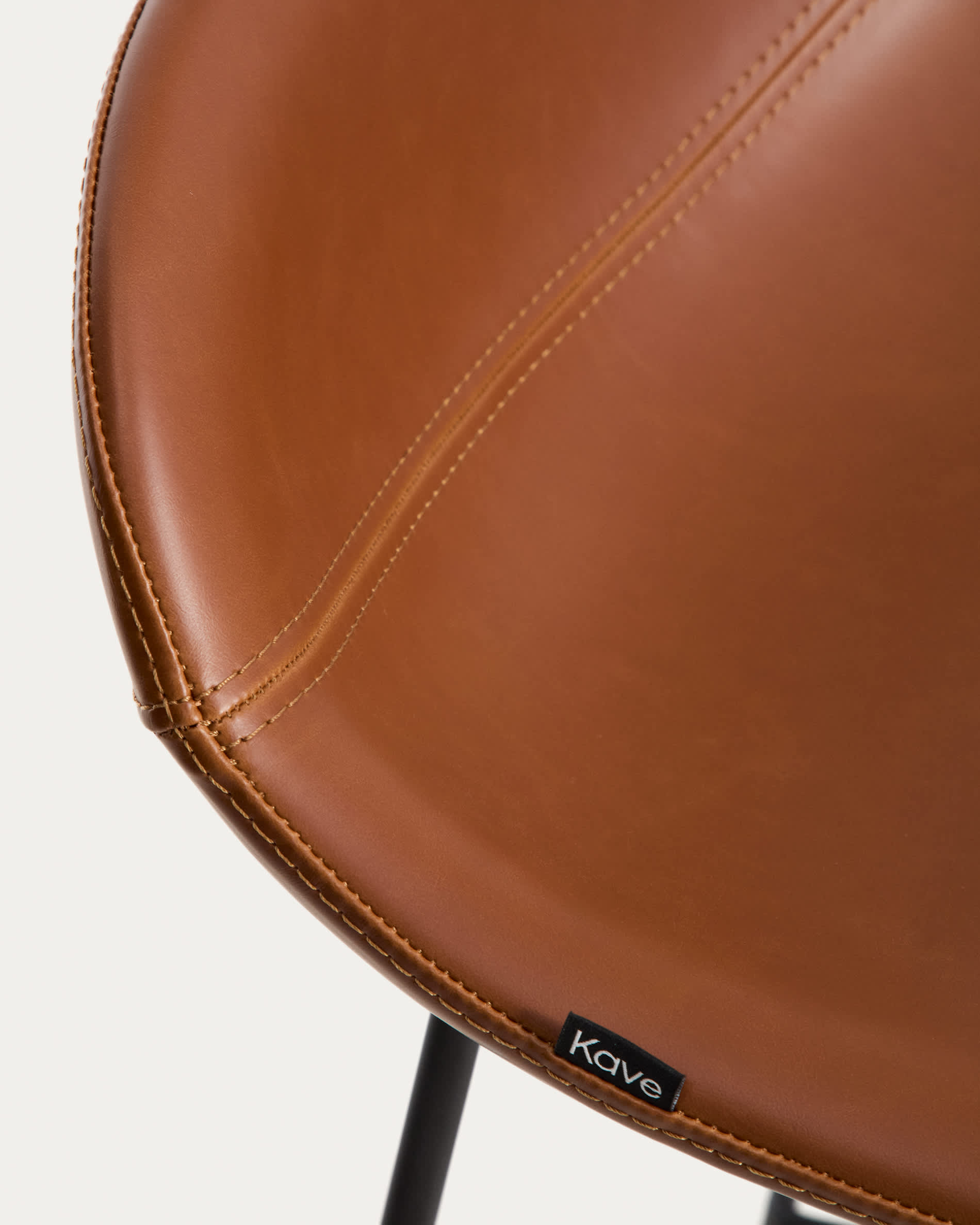 Zahara stool in brown polyurethane with steel legs with black finish 65cm FSC 100%