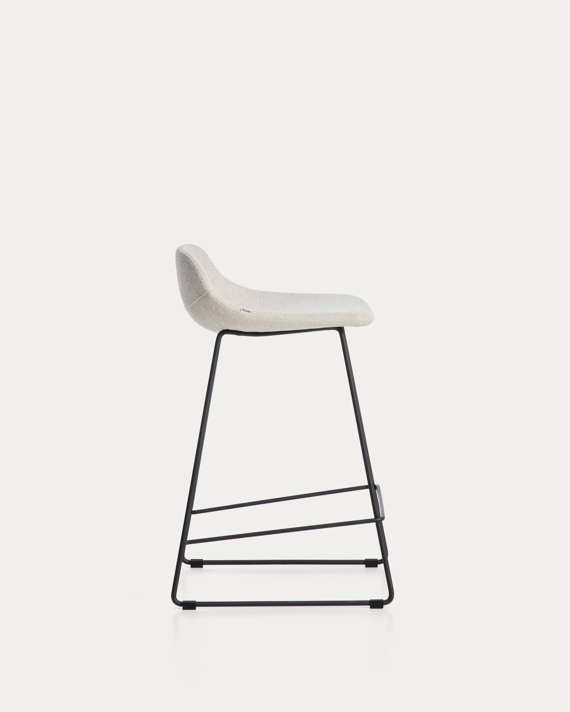 Zahara stool in beige chenille with steel legs with black finish 65cm FSC 100%