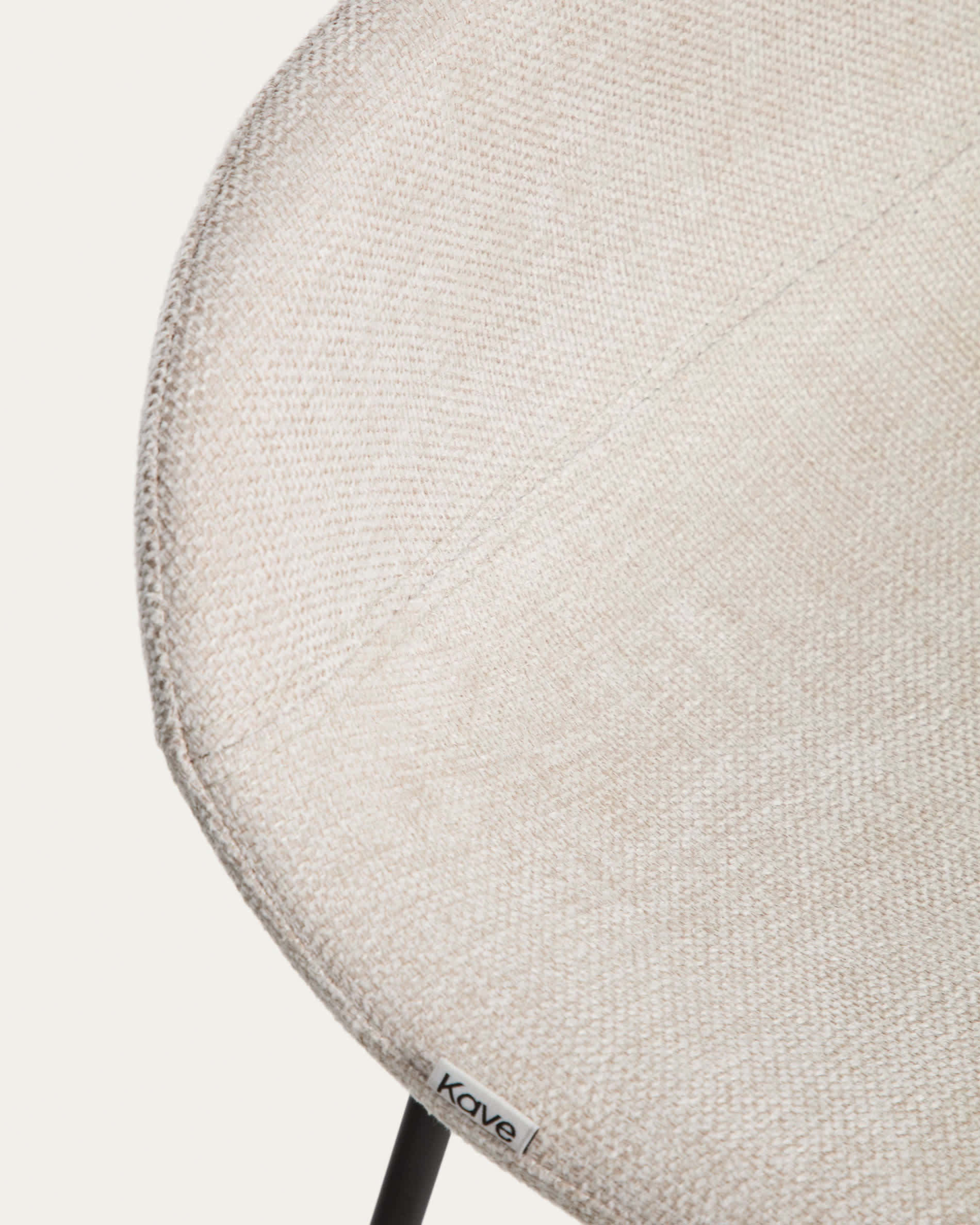 Zahara stool in beige chenille with steel legs with black finish 65cm FSC 100%