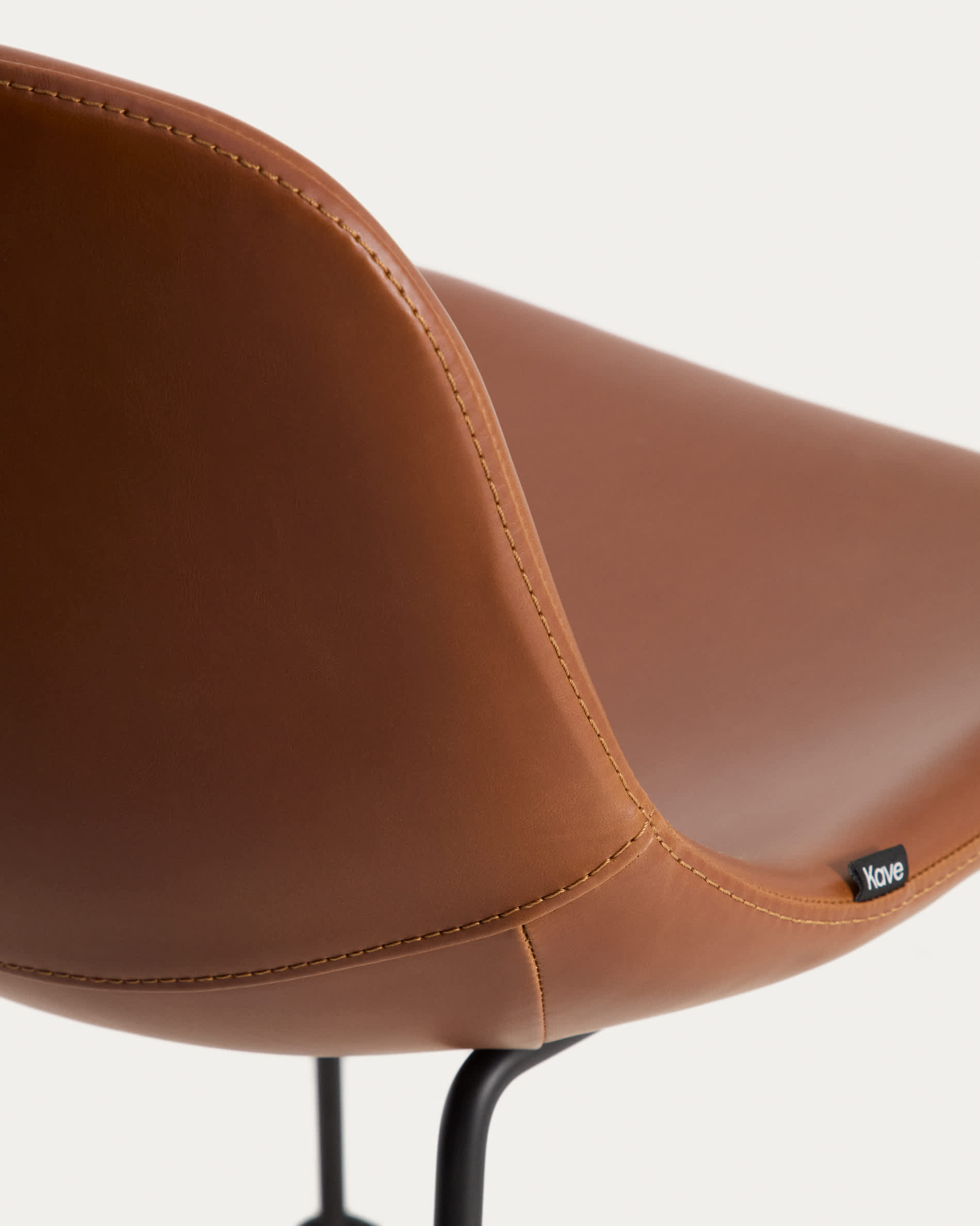 Zahara stool in brown polyurethane with steel legs with black finish 65cm FSC 100%