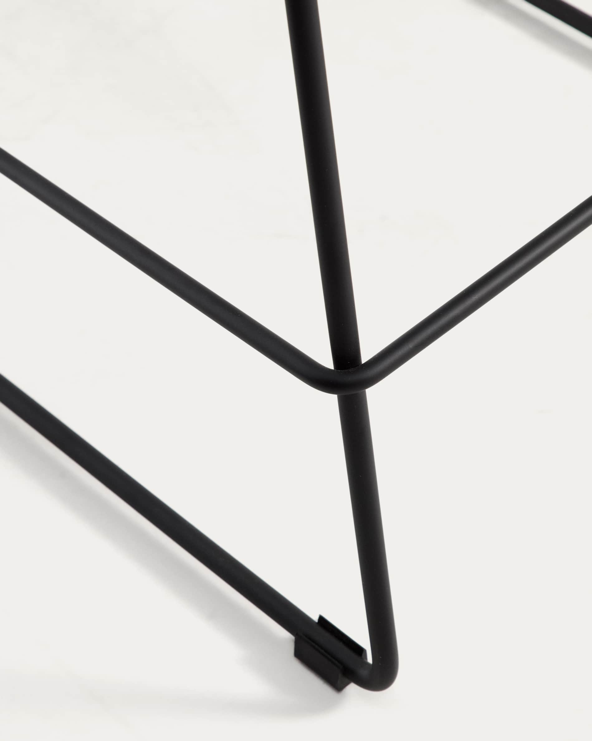 Zahara stool in brown polyurethane with steel legs with black finish 65cm FSC 100%