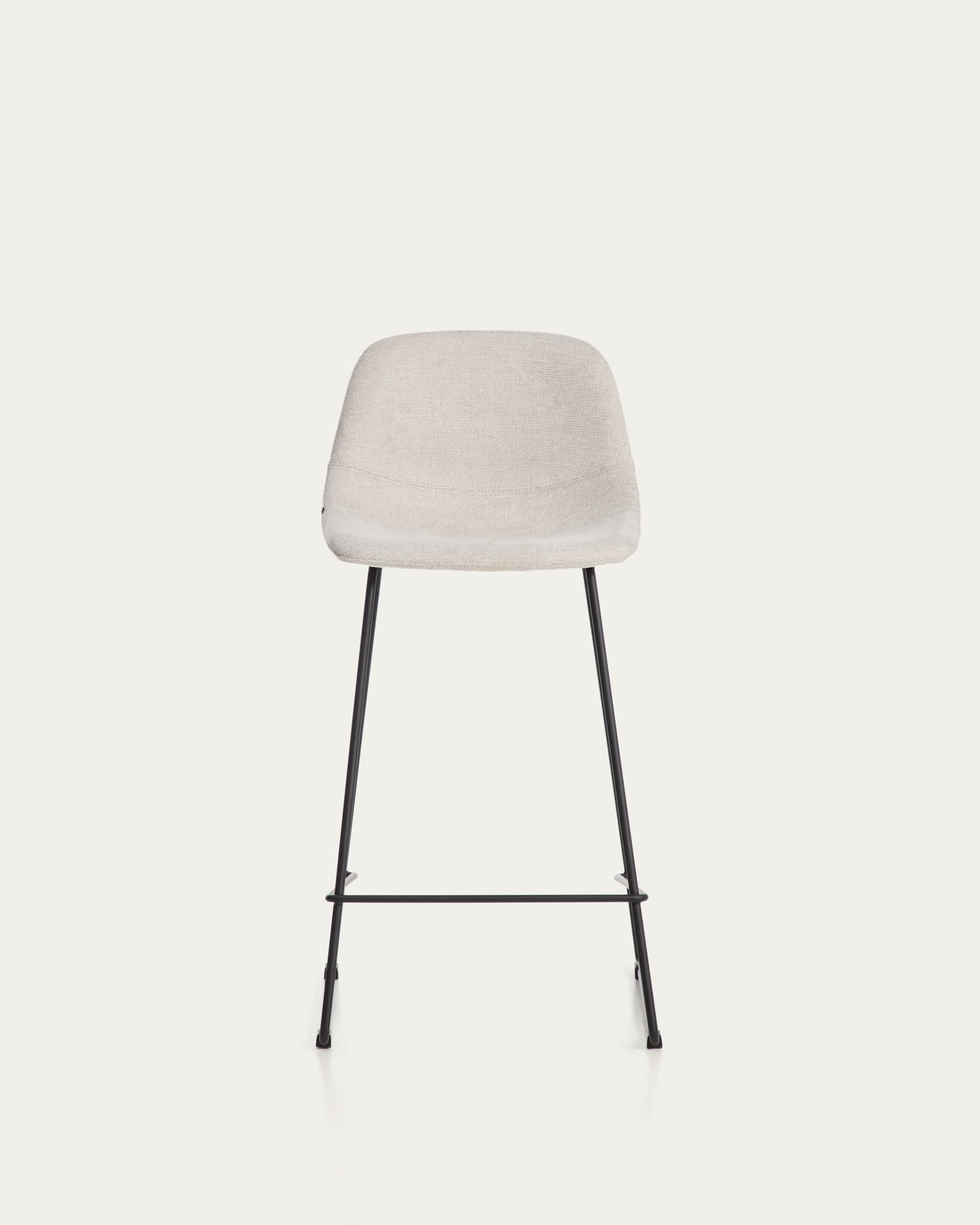 Zahara stool in beige chenille with steel legs with black finish 65cm FSC 100%