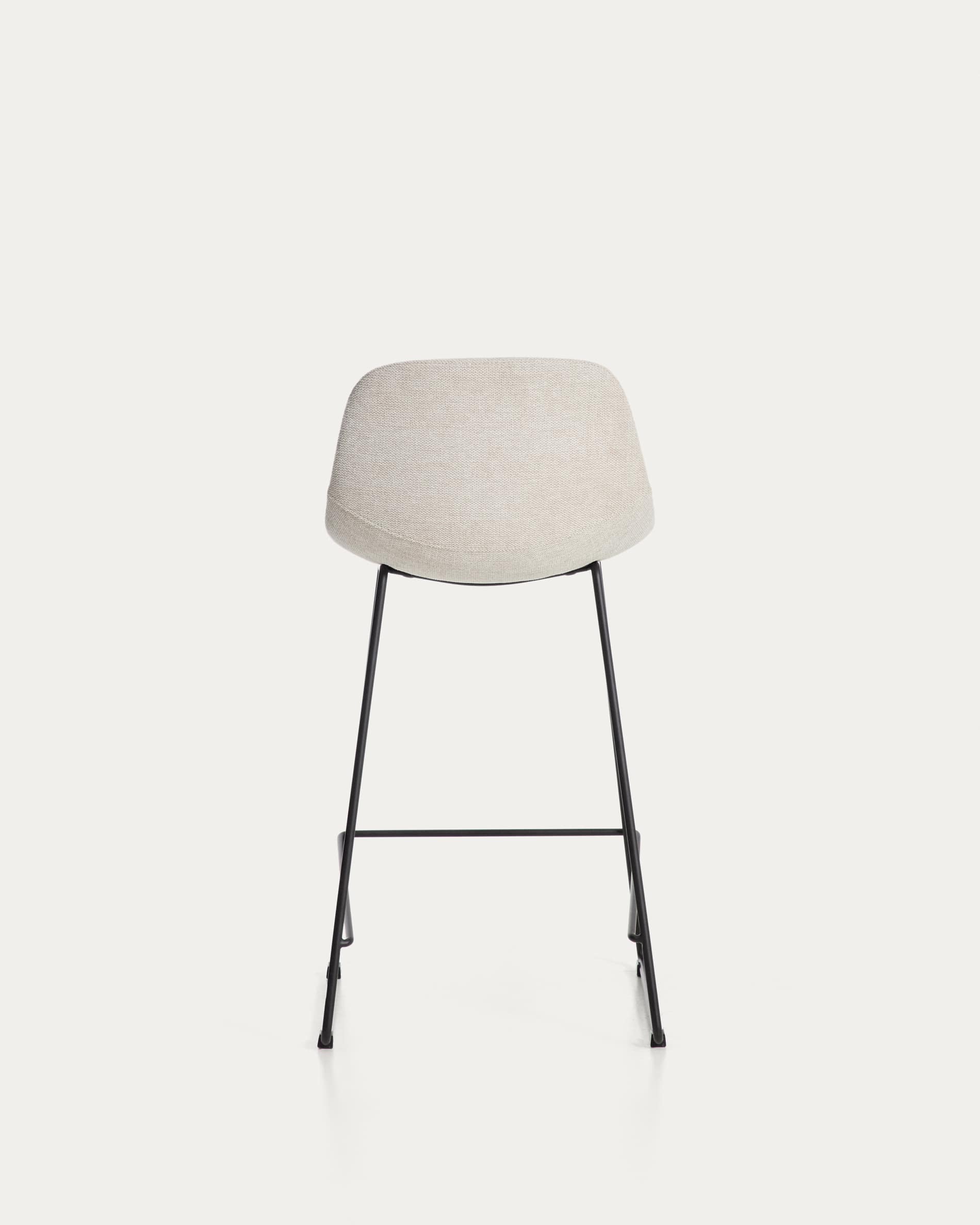 Zahara stool in beige chenille with steel legs with black finish 65cm FSC 100%