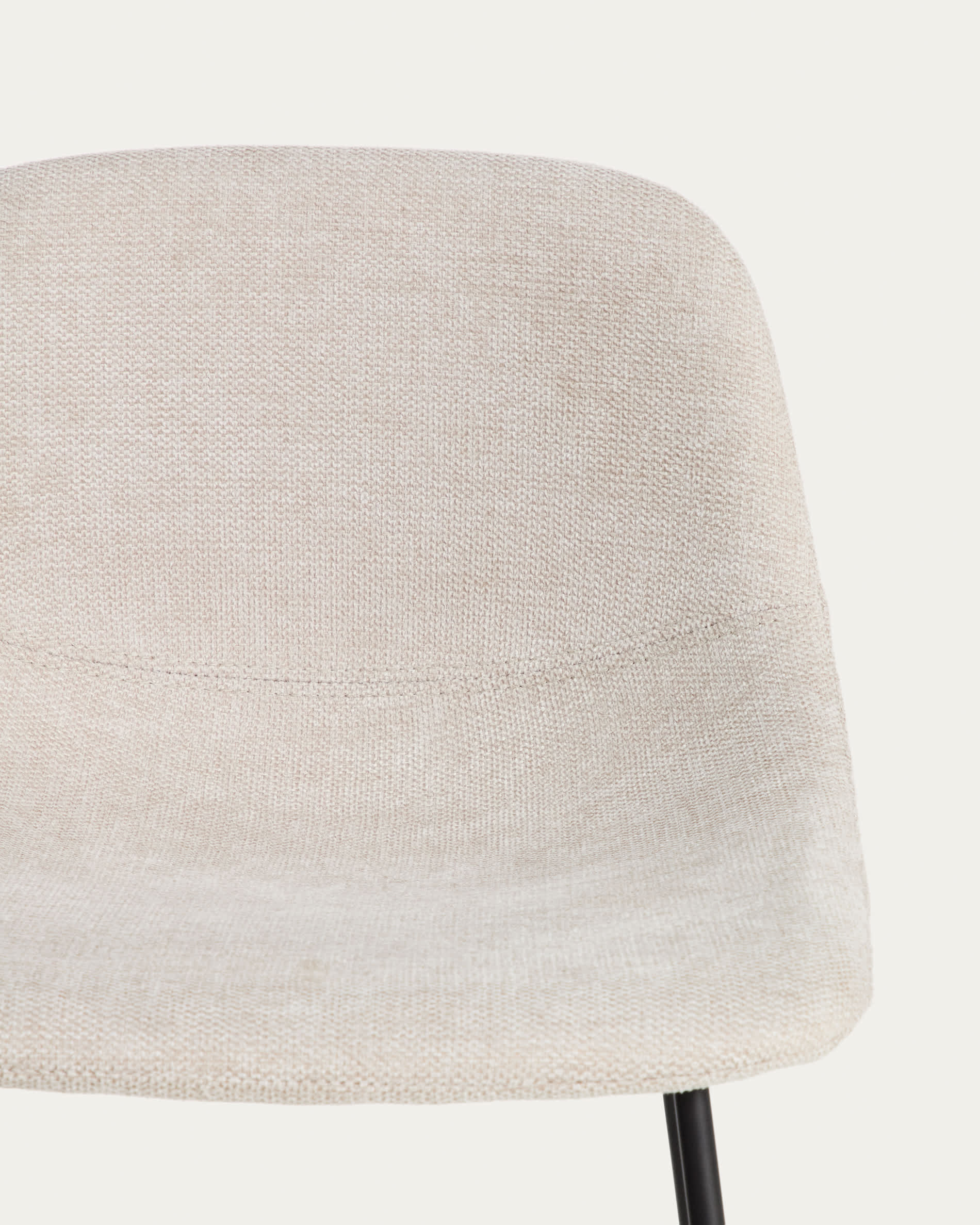 Zahara stool in beige chenille with steel legs with black finish 65cm FSC 100%