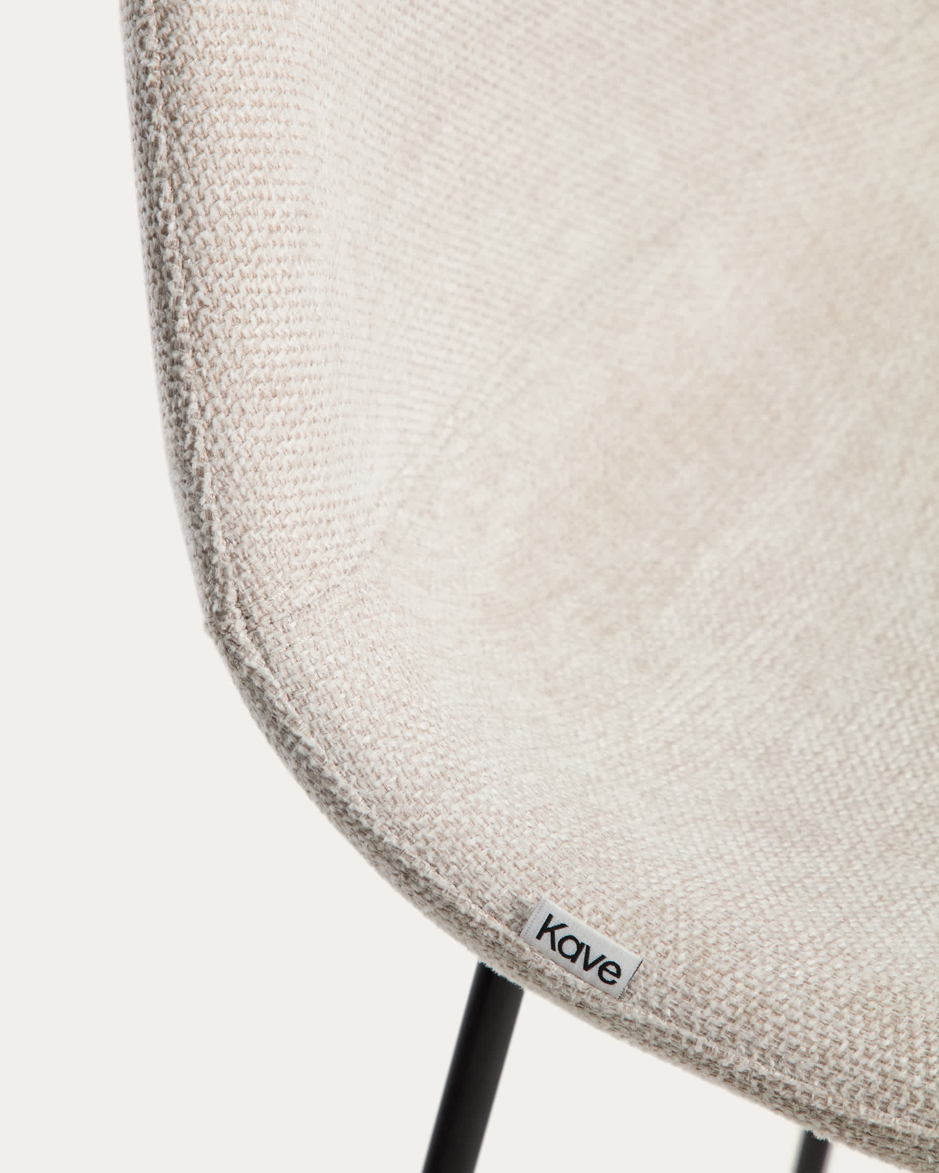 Zahara stool in beige chenille with steel legs with black finish 65cm FSC 100%
