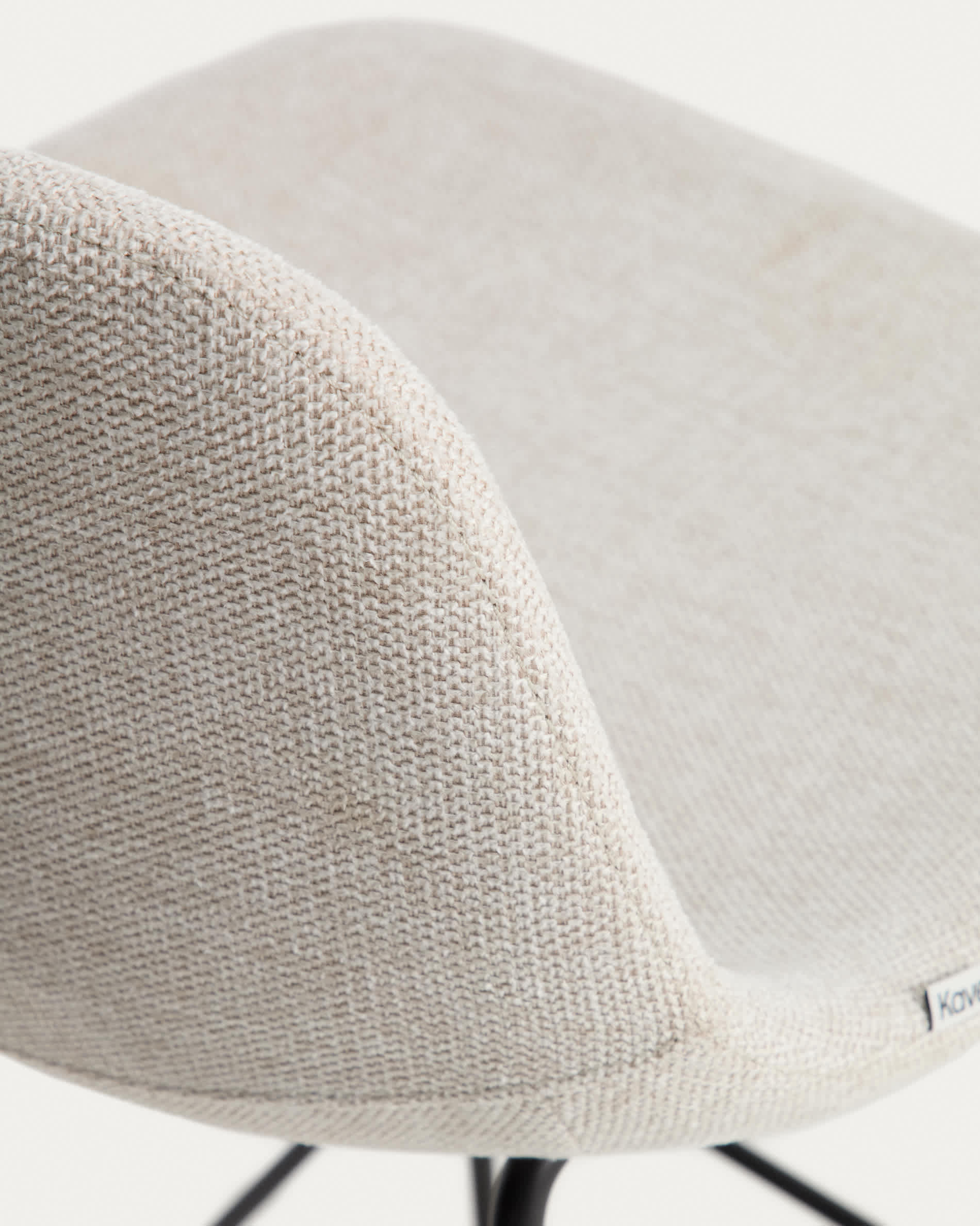 Zahara stool in beige chenille with steel legs with black finish 65cm FSC 100%