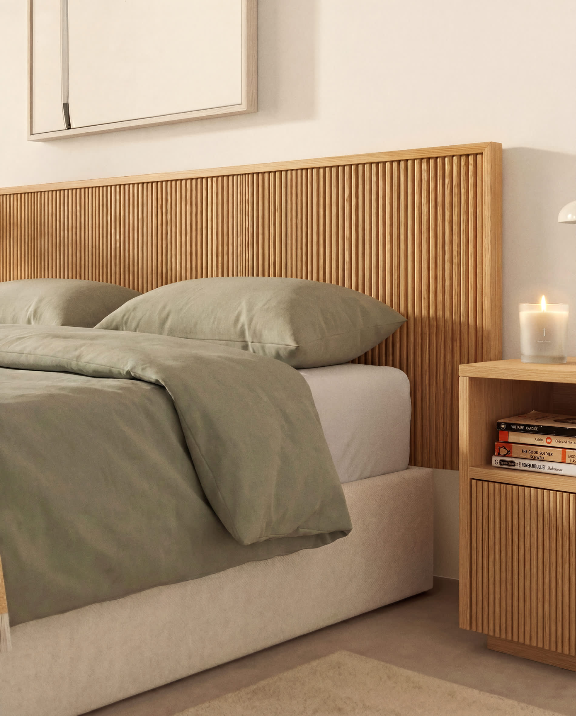 Helvine Oak Veneer Headboard for Beds up to 180 cm FSC 100%