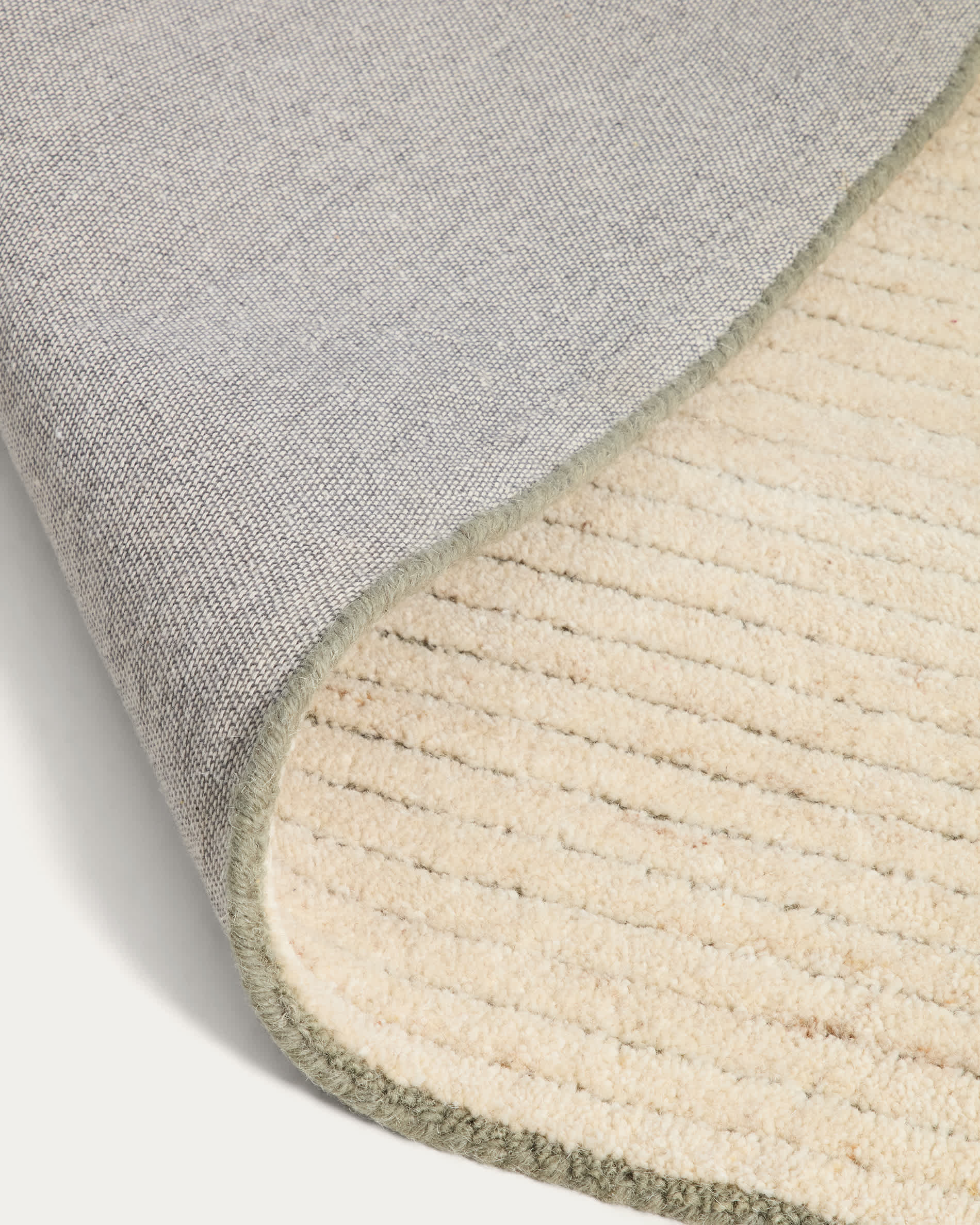 Bralen green and beige jacquard wool rug 200 x 300 cm