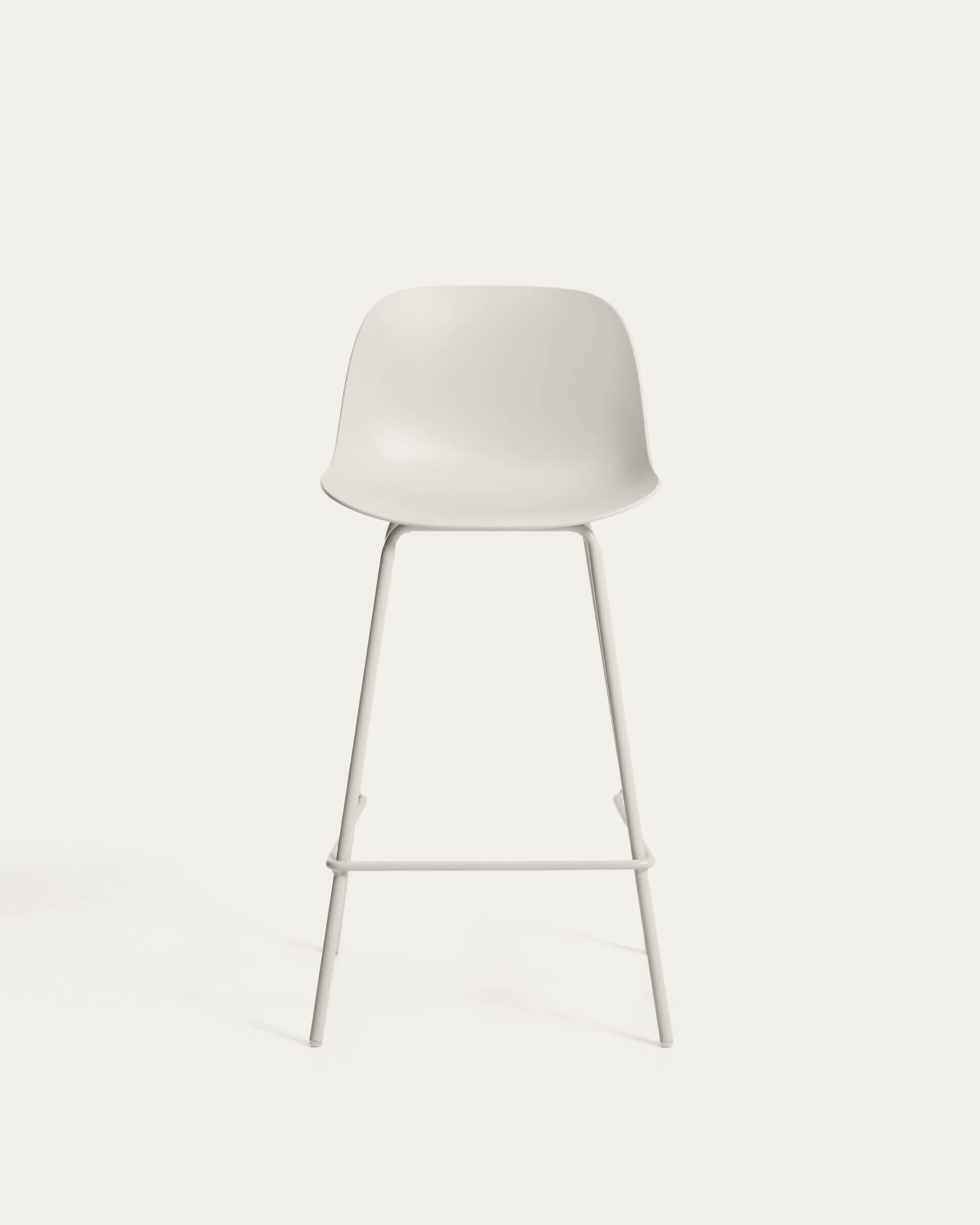 Altea beige stool with beige finish steel legs 65cm
