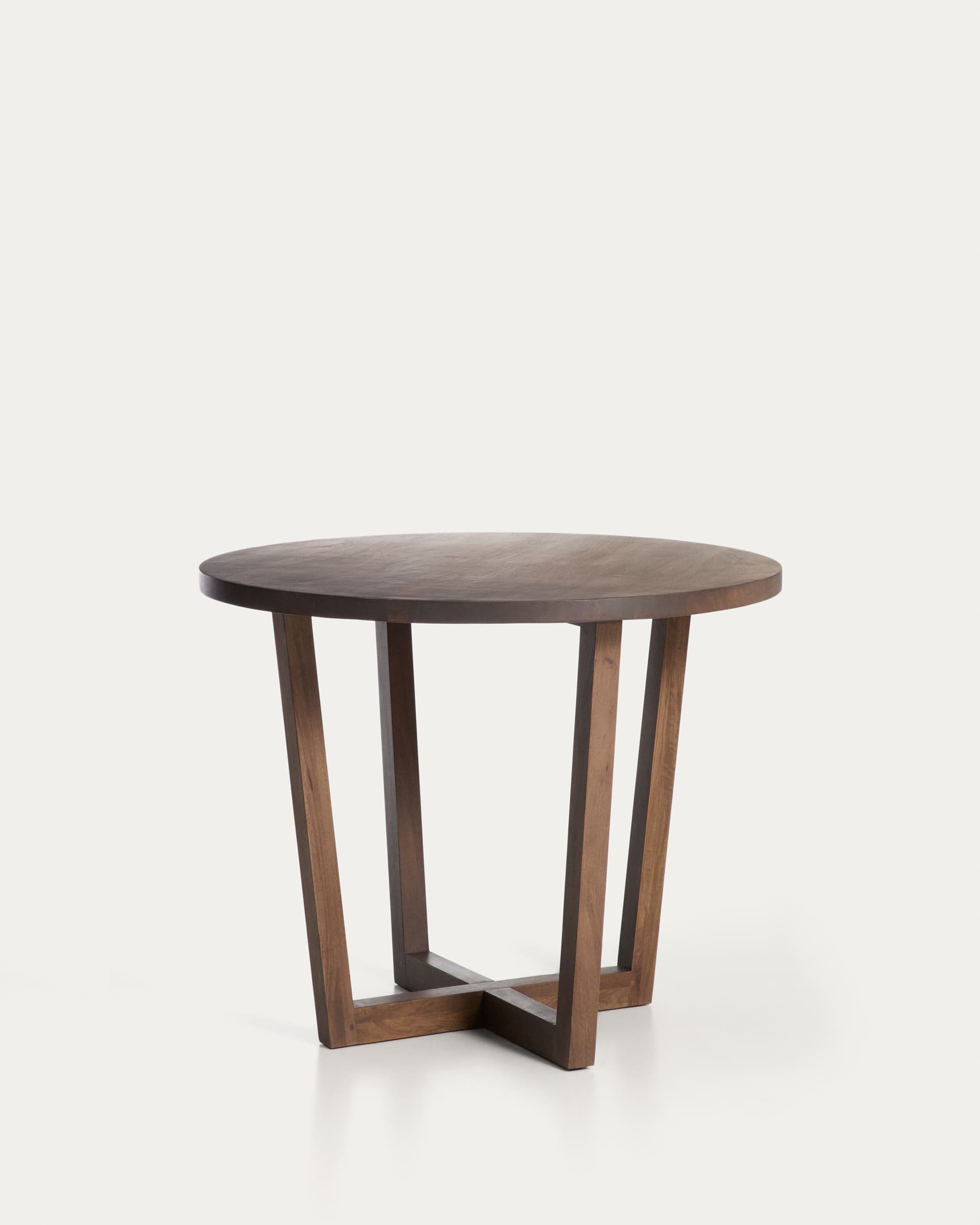 Nahla round table in solid mango wood with walnut finish Ø 90cm FSC 100%