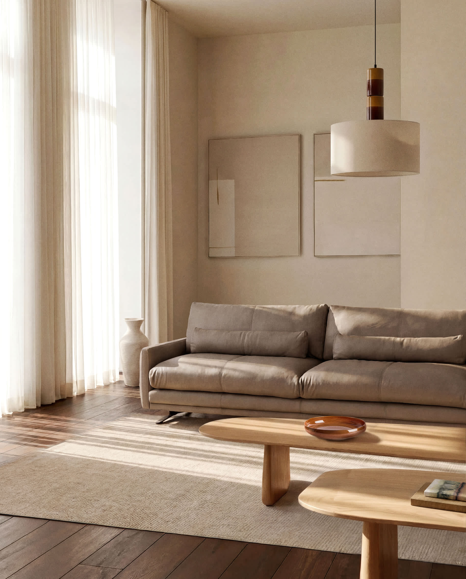 Veliro brown leather 2-seater sofa with steel legs in black finish 210cm FSC Mix Credit