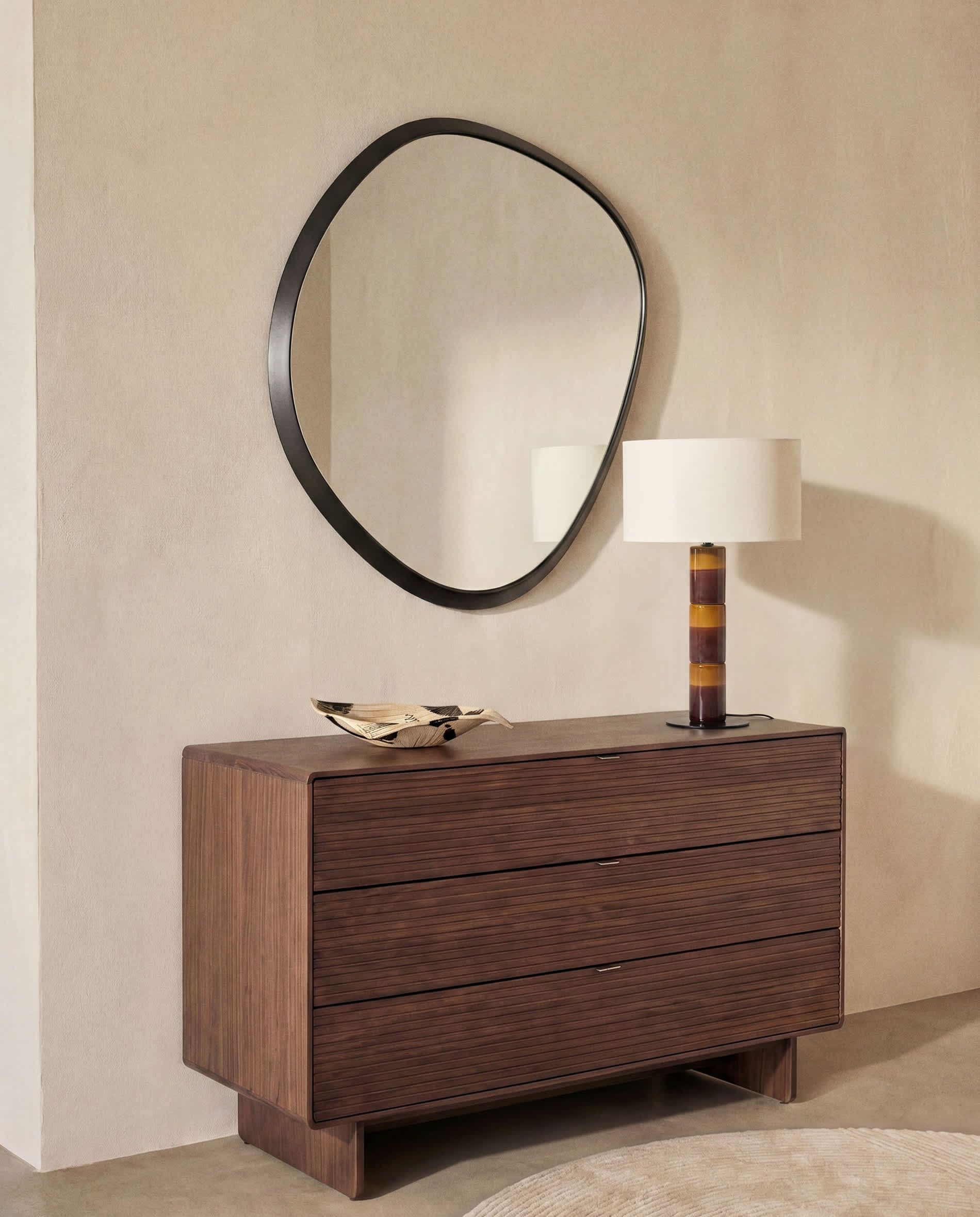 Norlen 3-drawer chest of drawers in walnut veneer FSC Mix Credit 101 x 75 cm