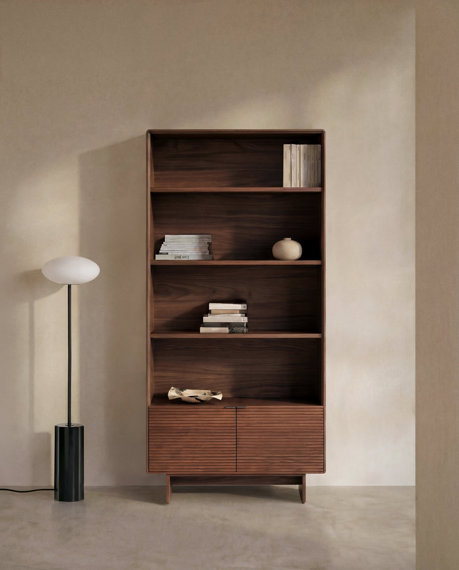 Norlen shelving unit in walnut veneer FSC Mix Credit 90 x 190 cm