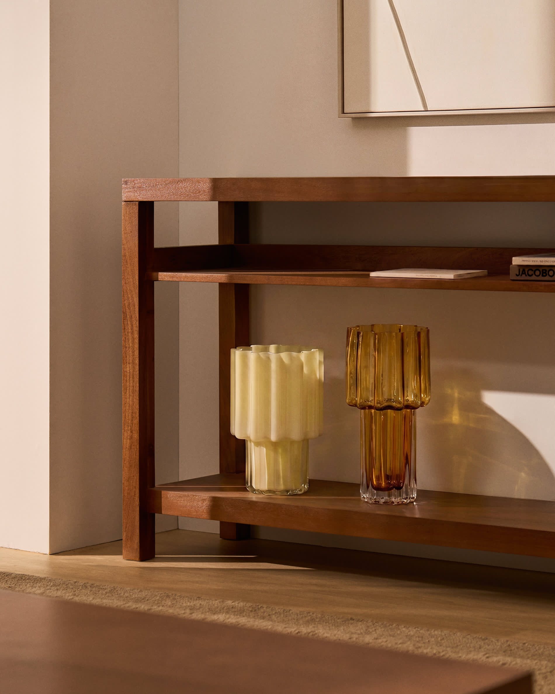 Norani console table in solid acacia wood and acacia veneer 140 x 80 cm