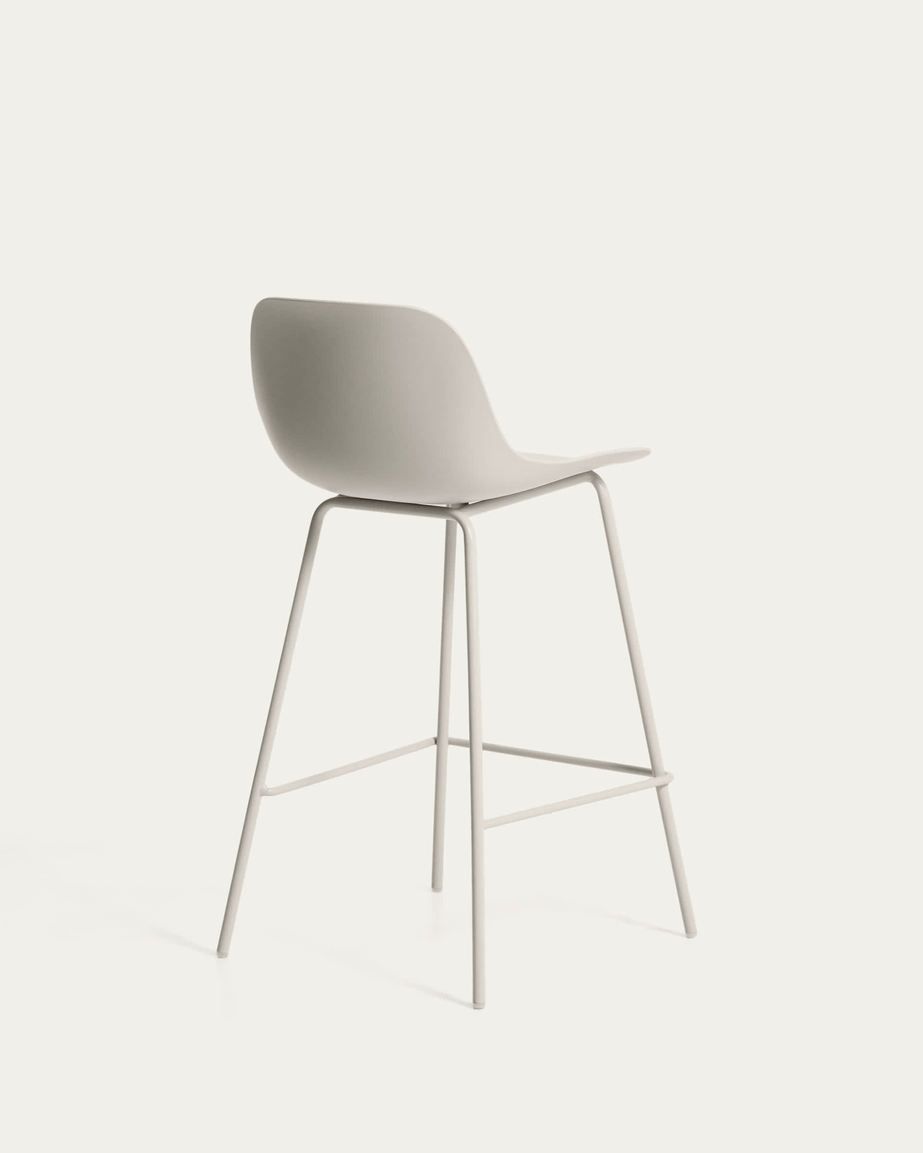 Altea beige stool with beige finish steel legs 65cm