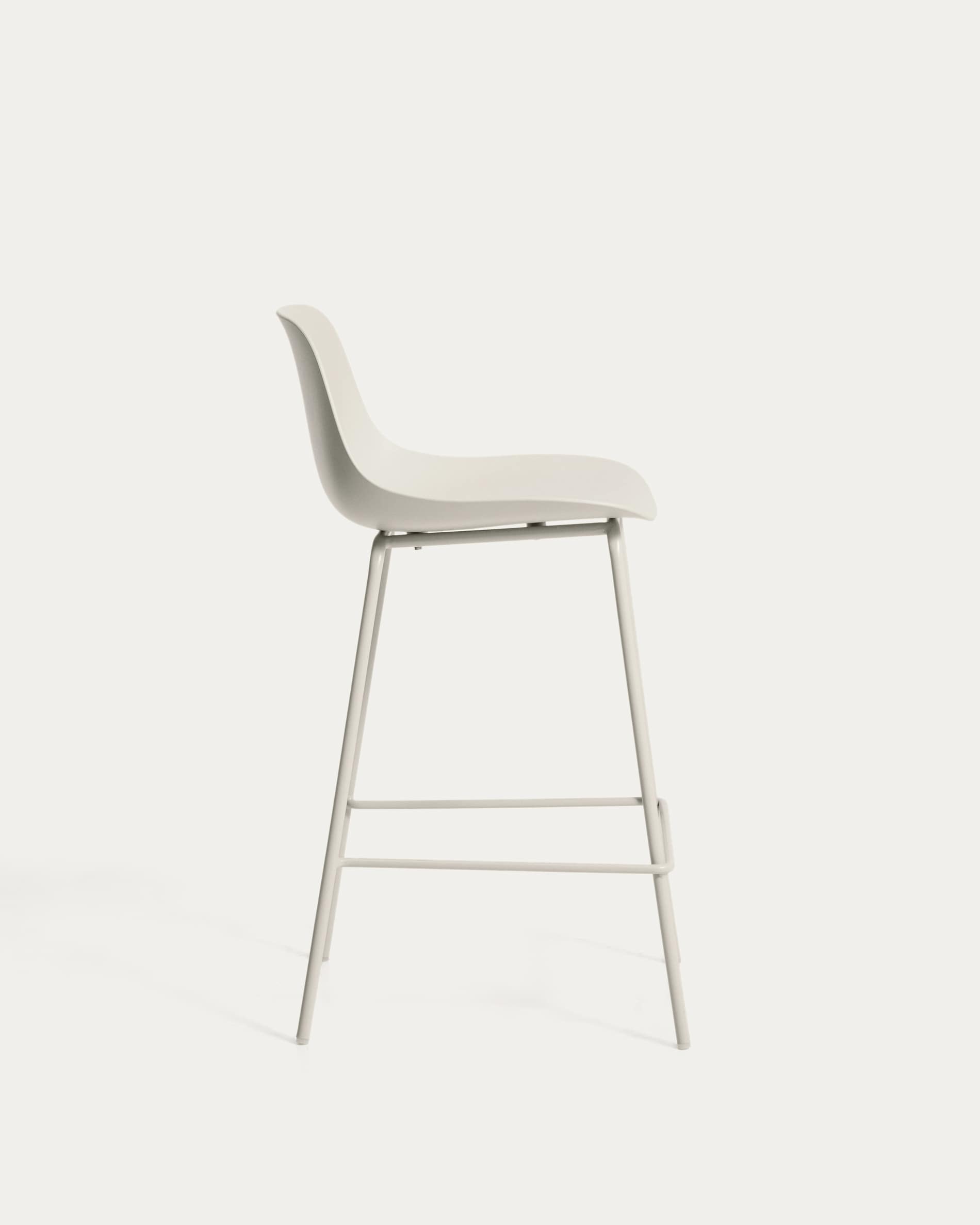 Altea beige stool with beige finish steel legs 65cm