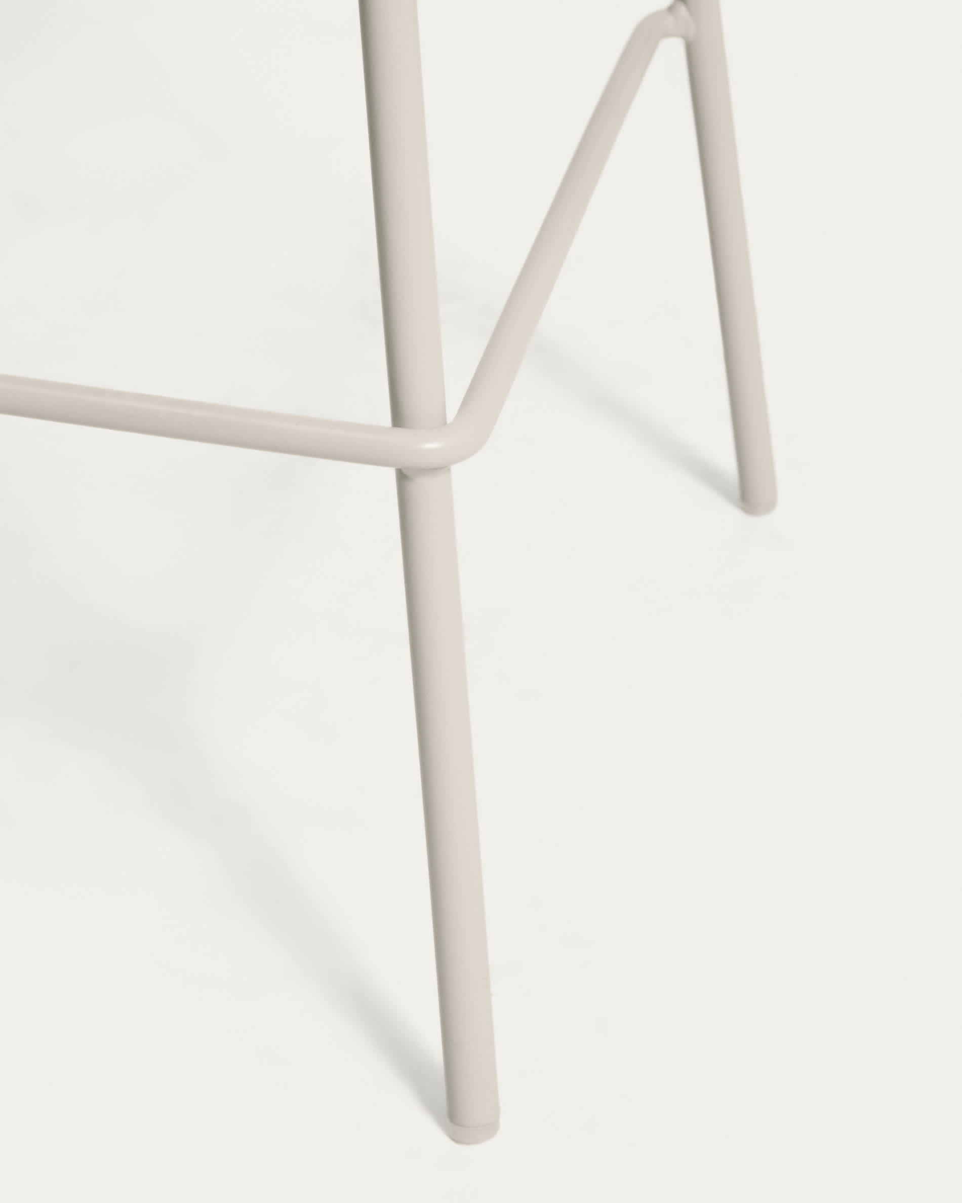 Altea beige stool with beige finish steel legs 65cm