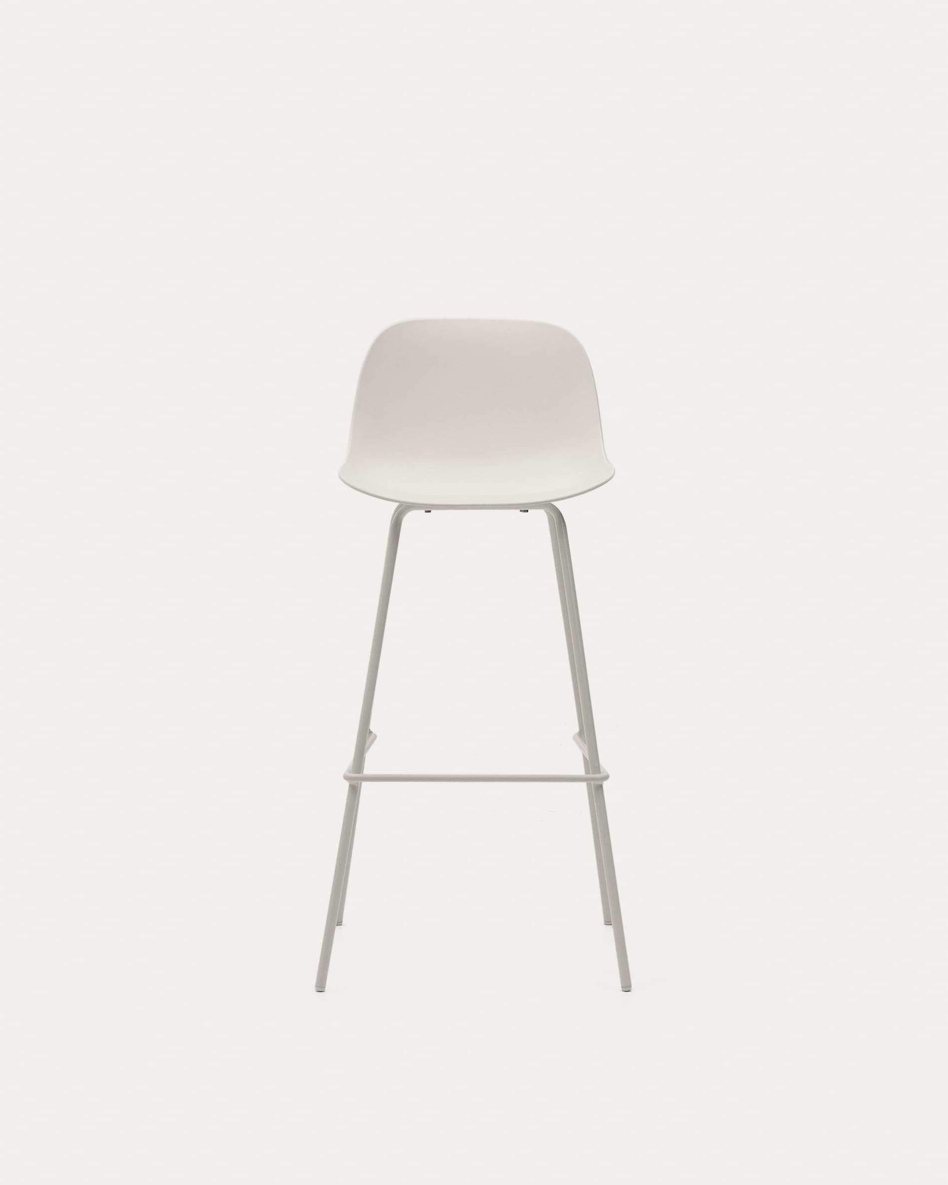Altea beige stool with beige-finished steel legs 75 cm