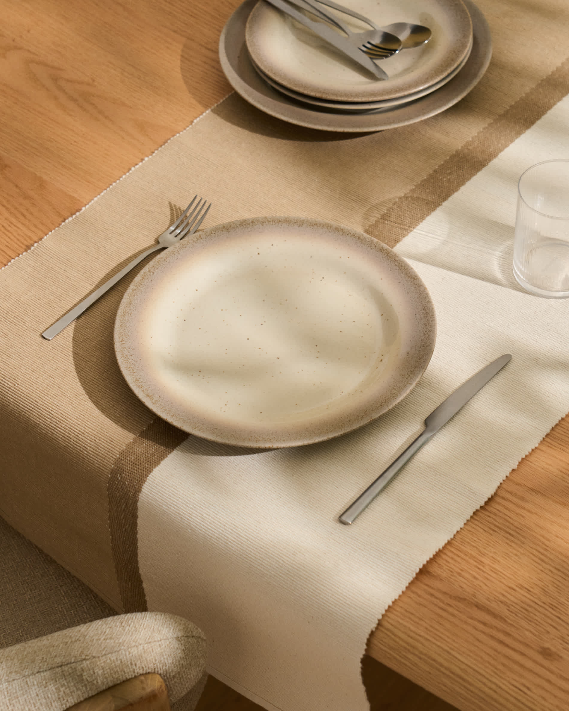 Tari 100% cotton beige table runner 50 x 150 cm