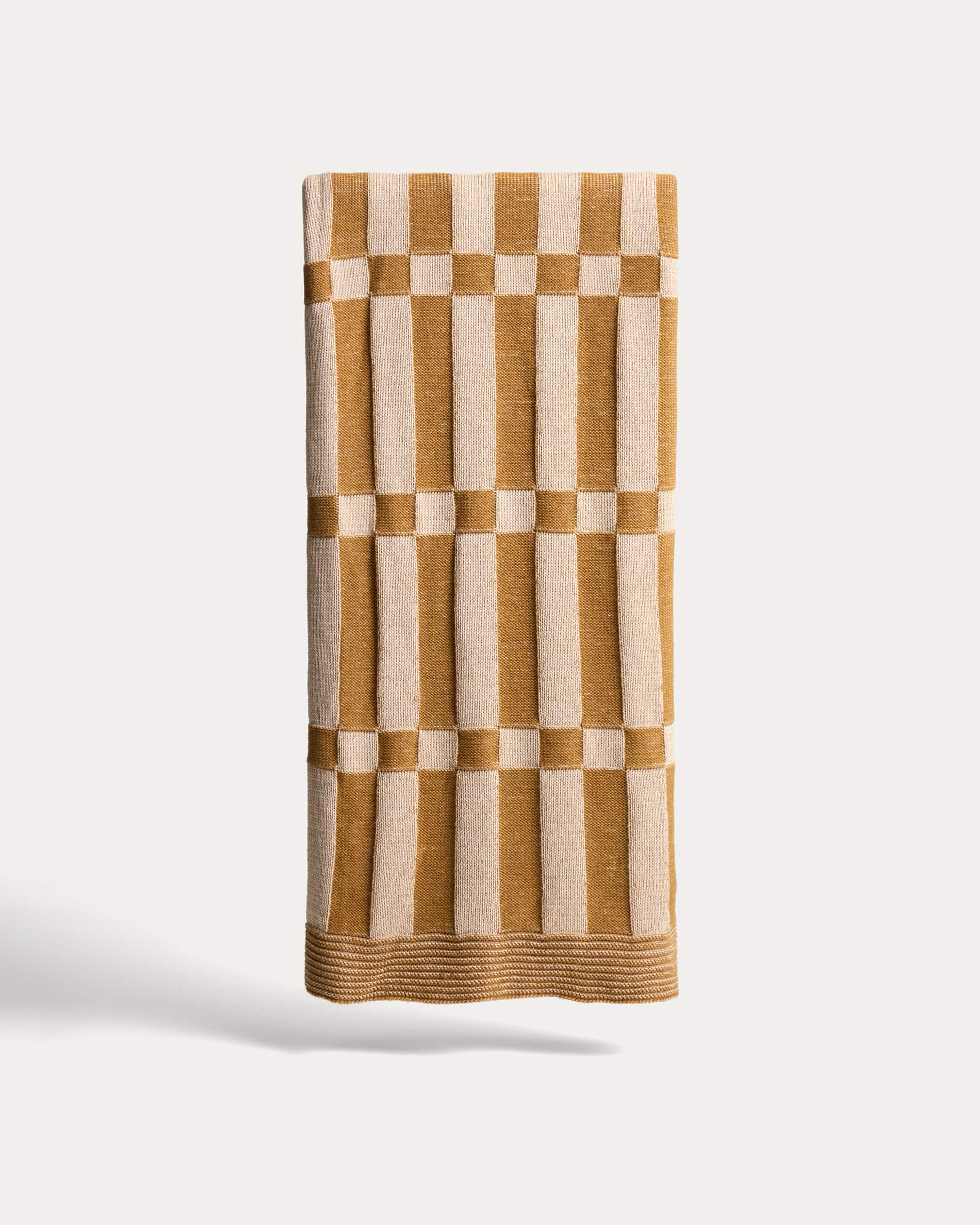 Nadina 100% cotton ivory and green multicoloured blanket 130 x 170 cm