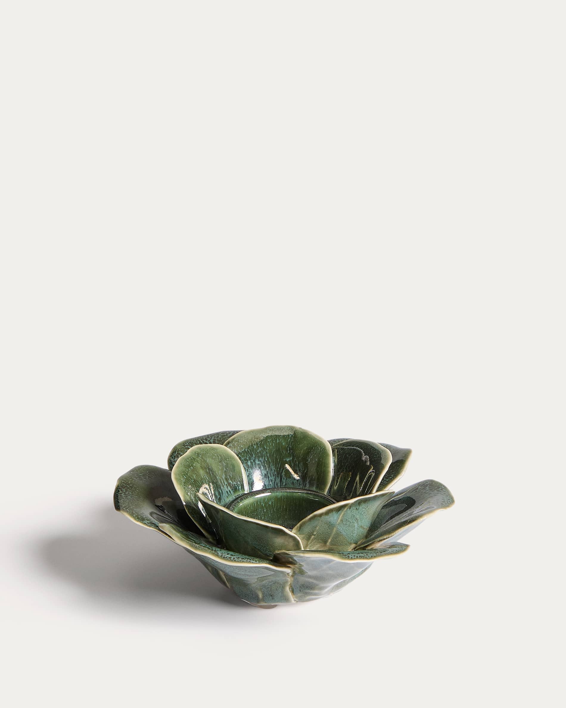 Ederia candle holder in olive green ceramic Ø20cm