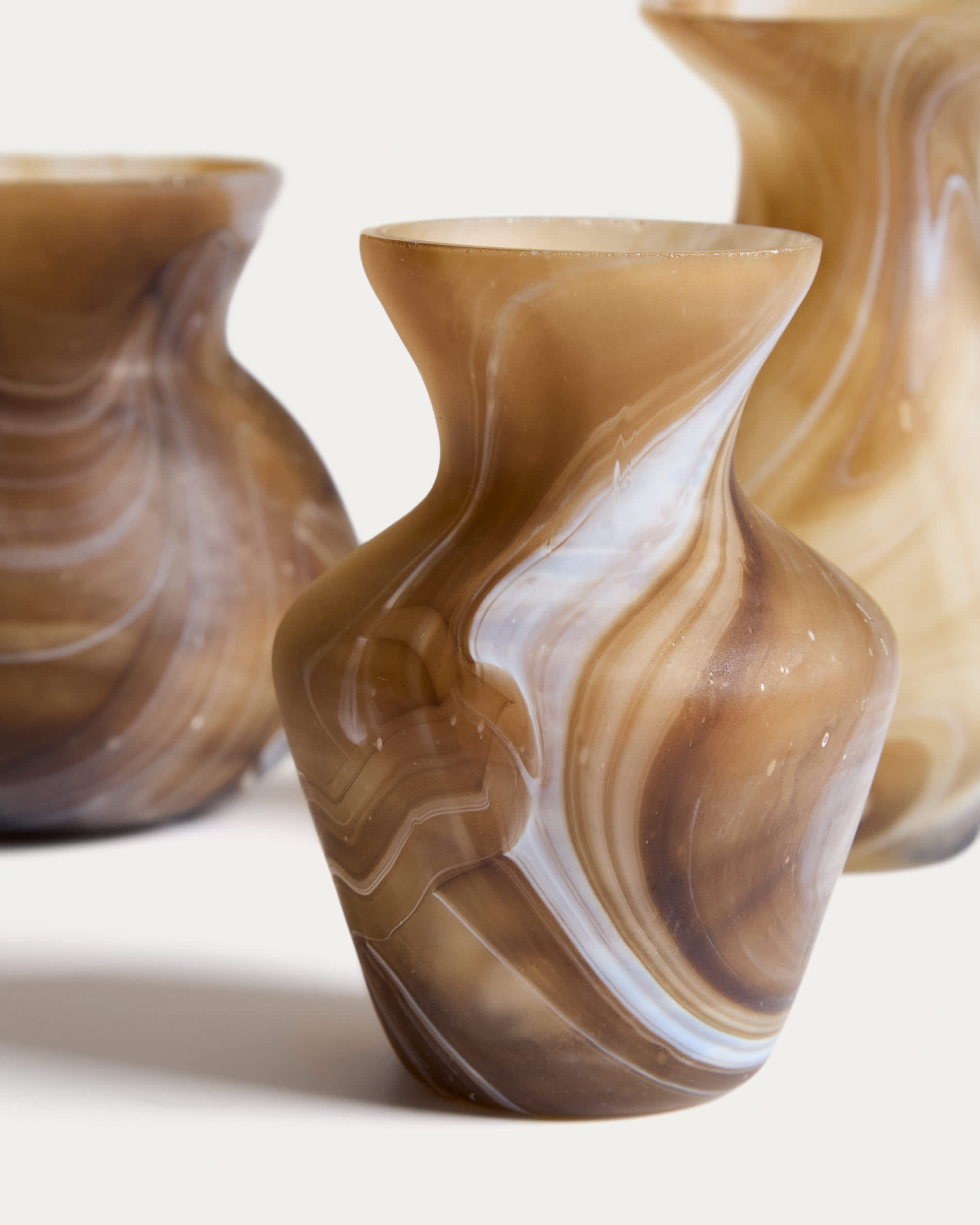 Set of 3 Nerola vases in brown shades 10 cm / 9.5 cm / 12.5 cm