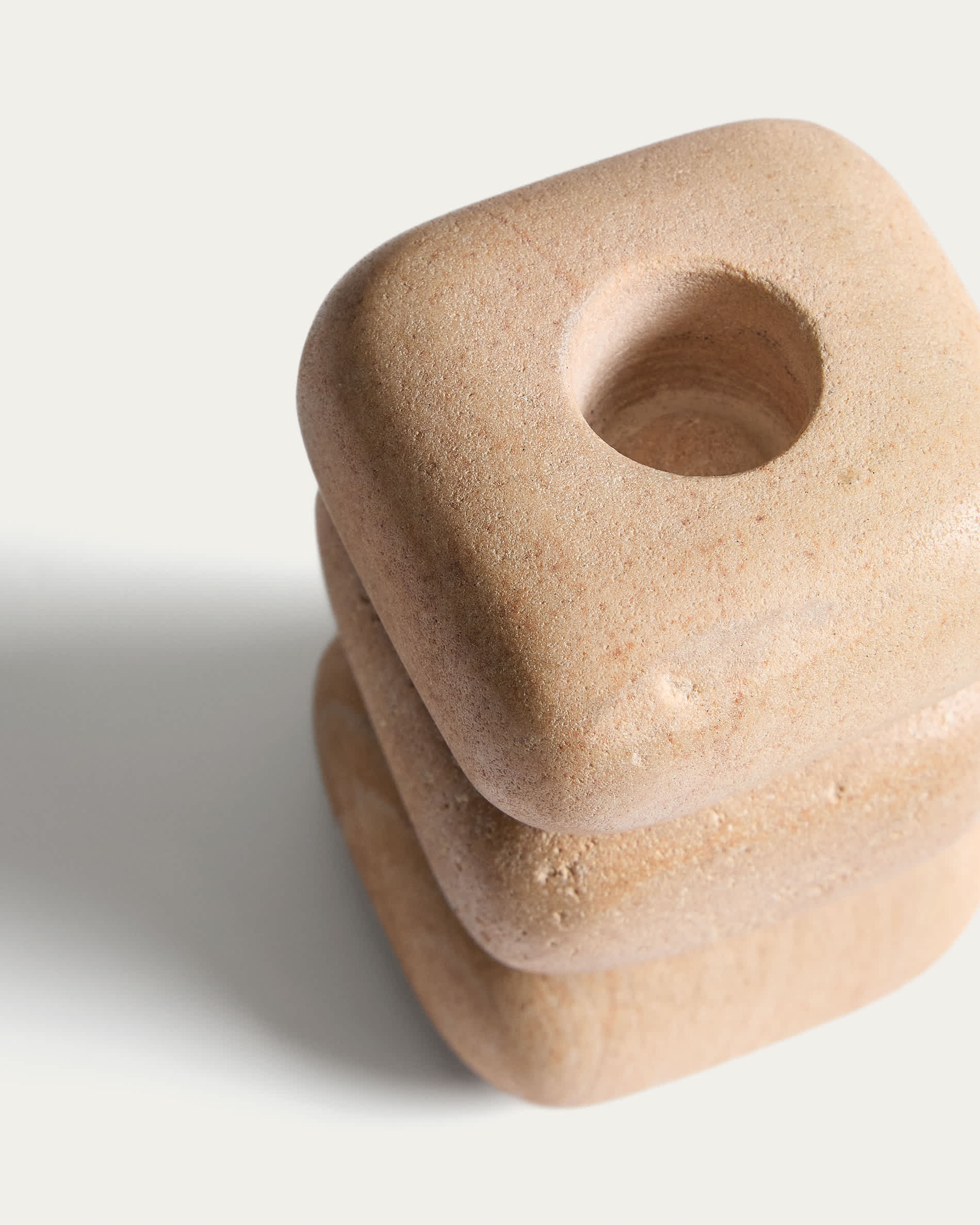 Liren beige sandstone candle holder 11 cm