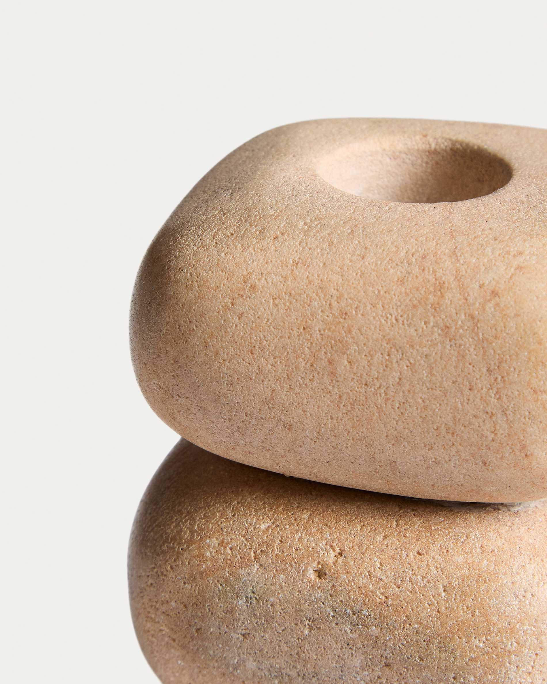 Liren beige sandstone candle holder 11 cm