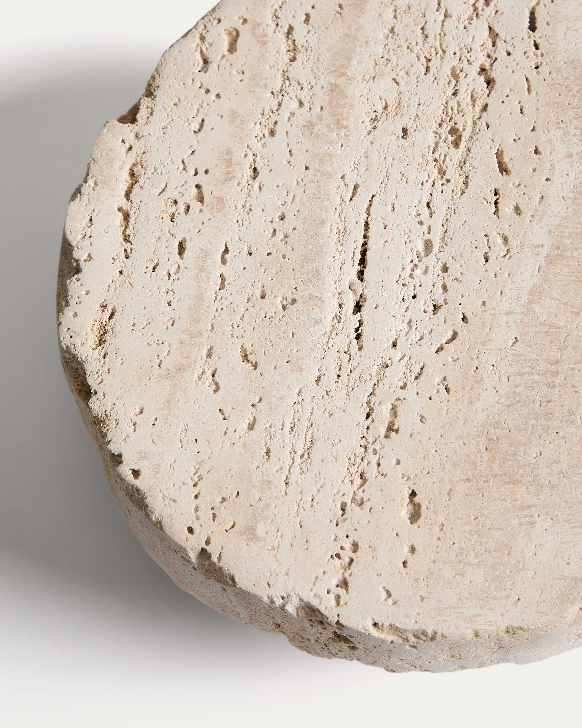 Zuno travertine centrepiece with raw finish Ø 20 cm