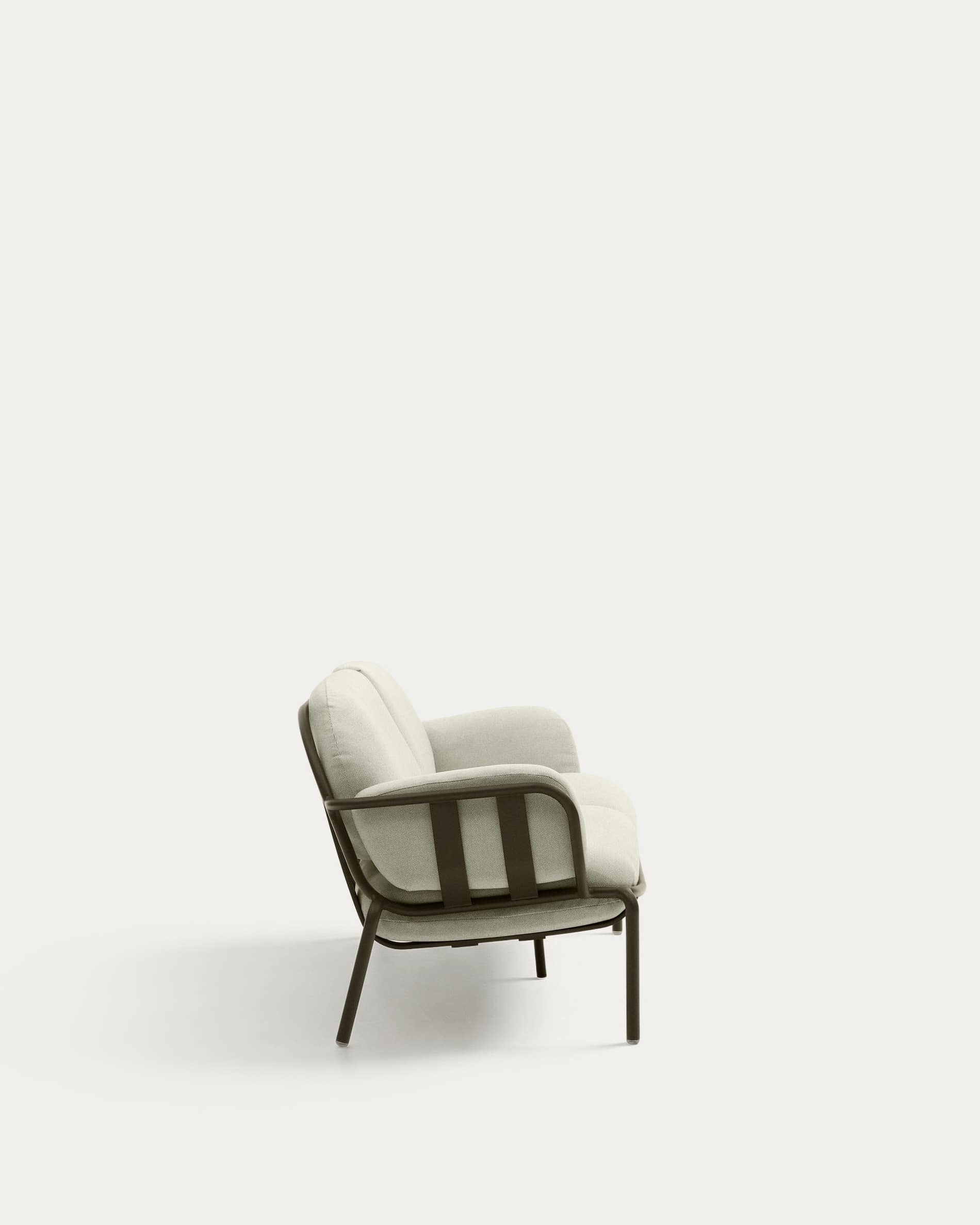 Joncols outdoor 3-seater sofa in aluminium with green painted finish and beige cushions 224cm