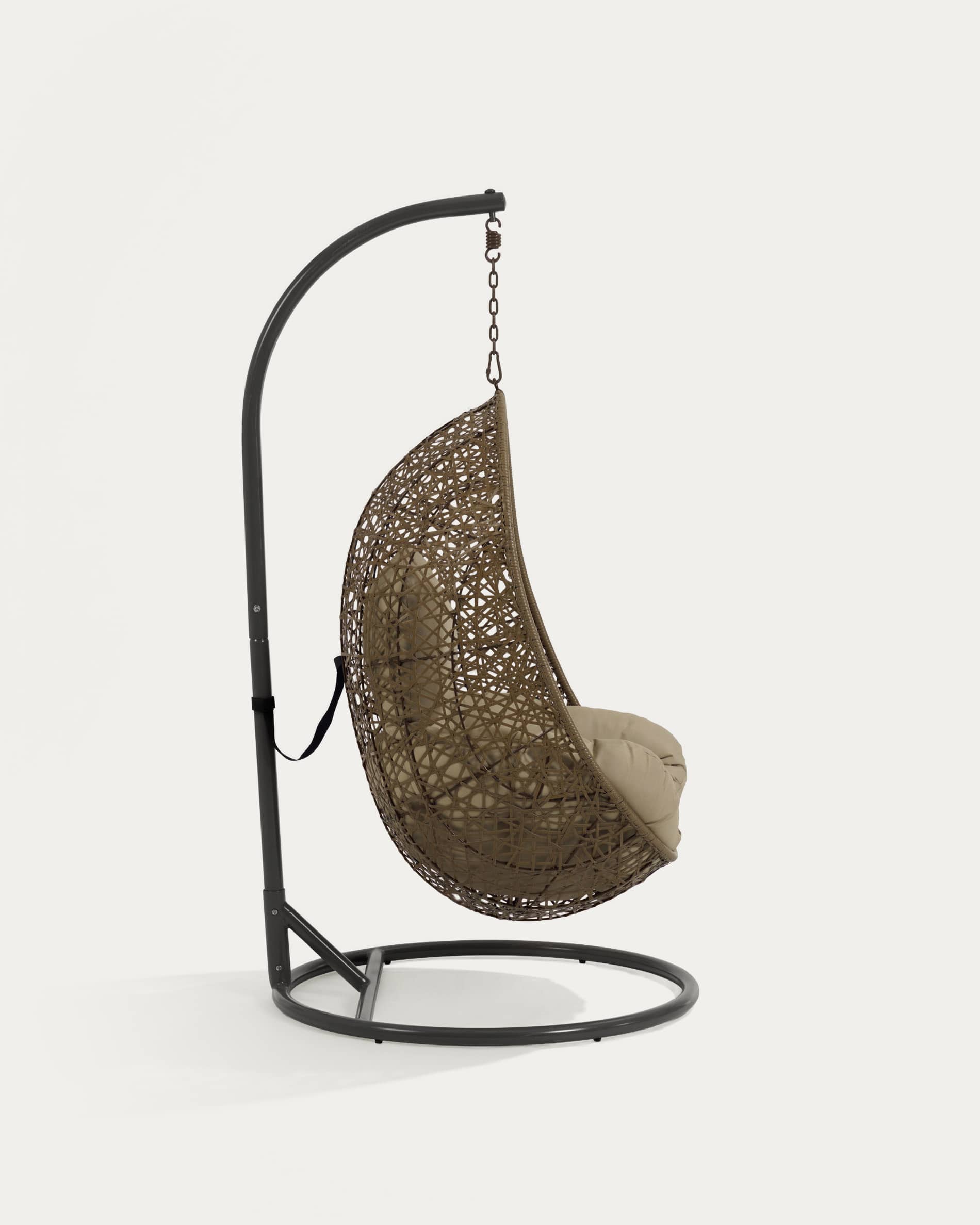 Hanging armchair with dark grey Florina brown feet