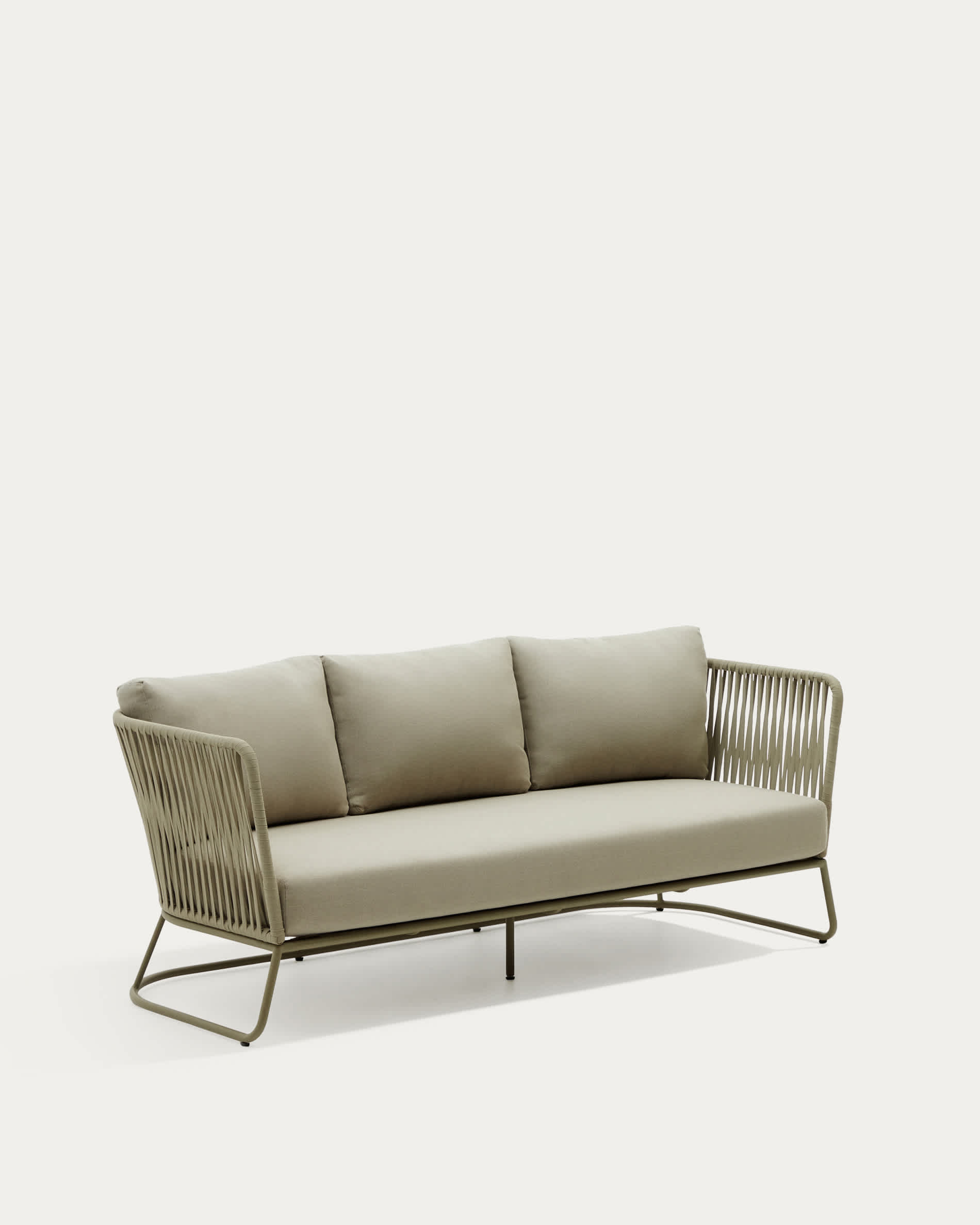 Saconca 3-seater outdoor sofa made of cord and green galvanised steel, 189 cm