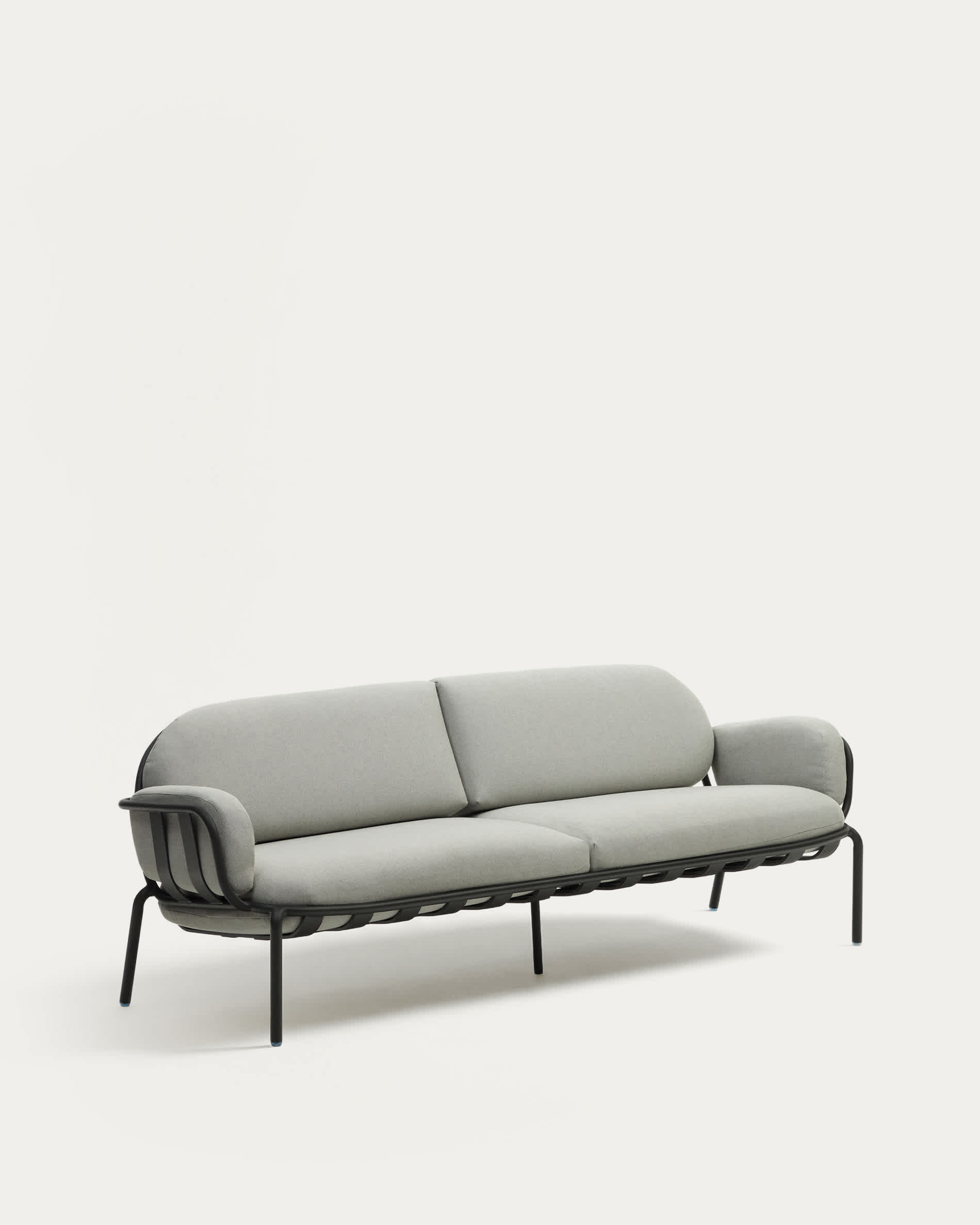 Joncols outdoor aluminium 3 seater sofa with powder coated grey finish, 224 cm