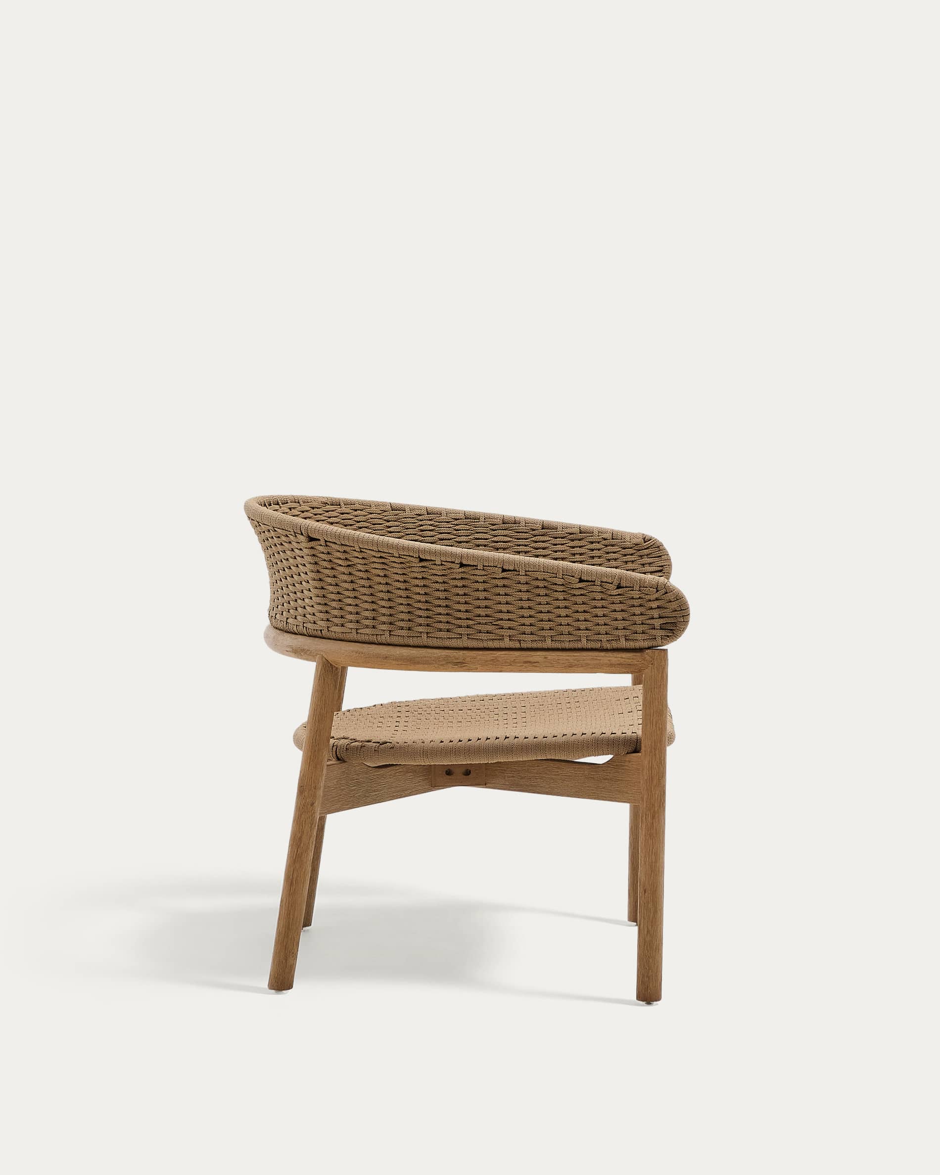 Arinella armchair in FSC 100% solid acacia wood with natural finish and beige rope cord
