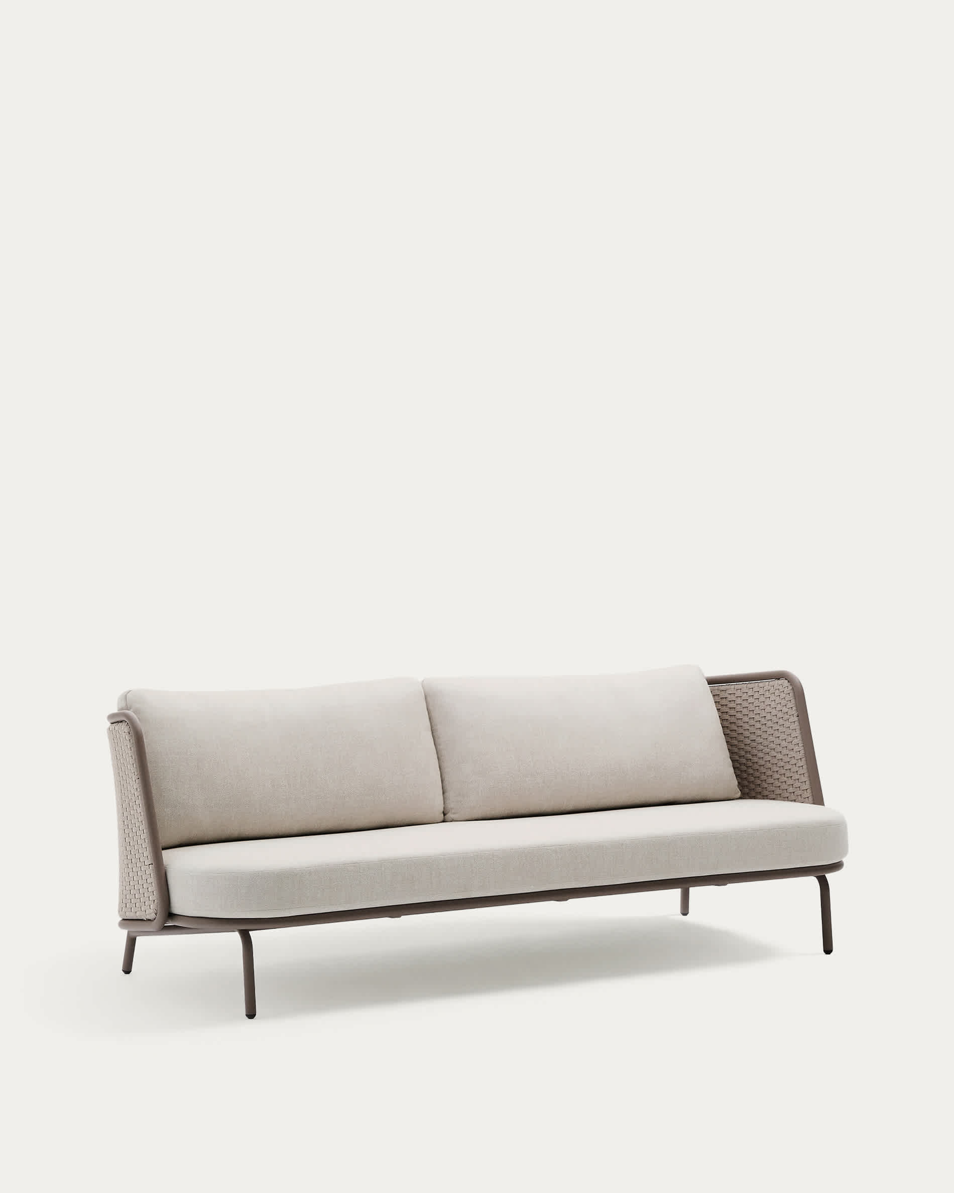 Sedalis outdoor 3-seater sofa in aluminium and taupe rope cord 210cm