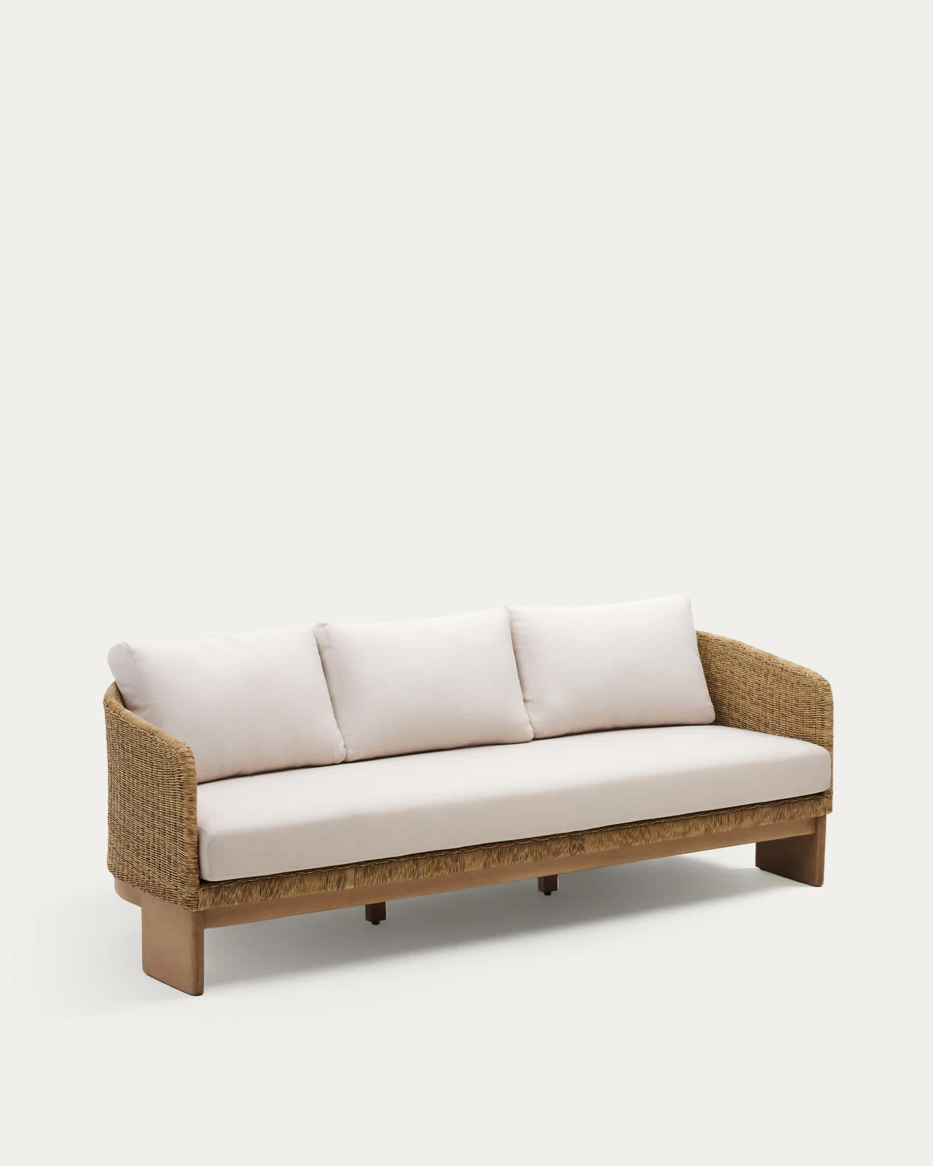 Xoriguer 3-seater sofa in synthetic rattan and solid eucalyptus wood, 223 cm FSC 100%