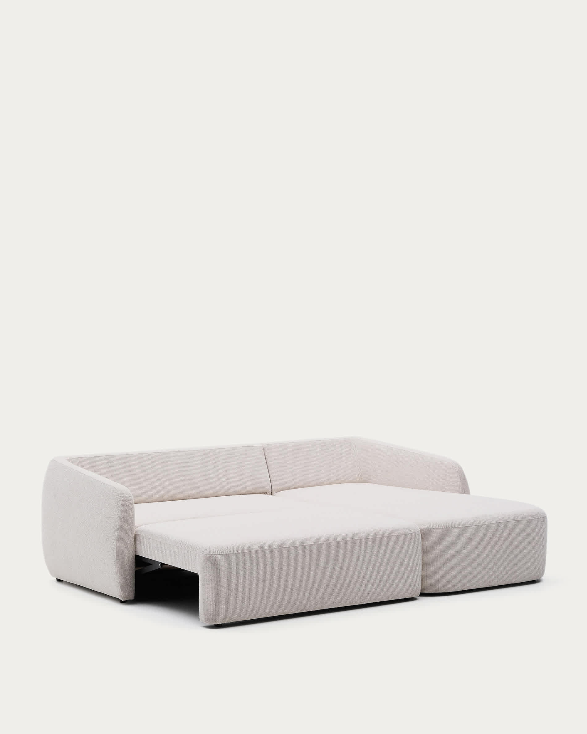 Laira 3-seater sofa bed with right chaise longue in ecru chenille 246cm FSC Mix Credit