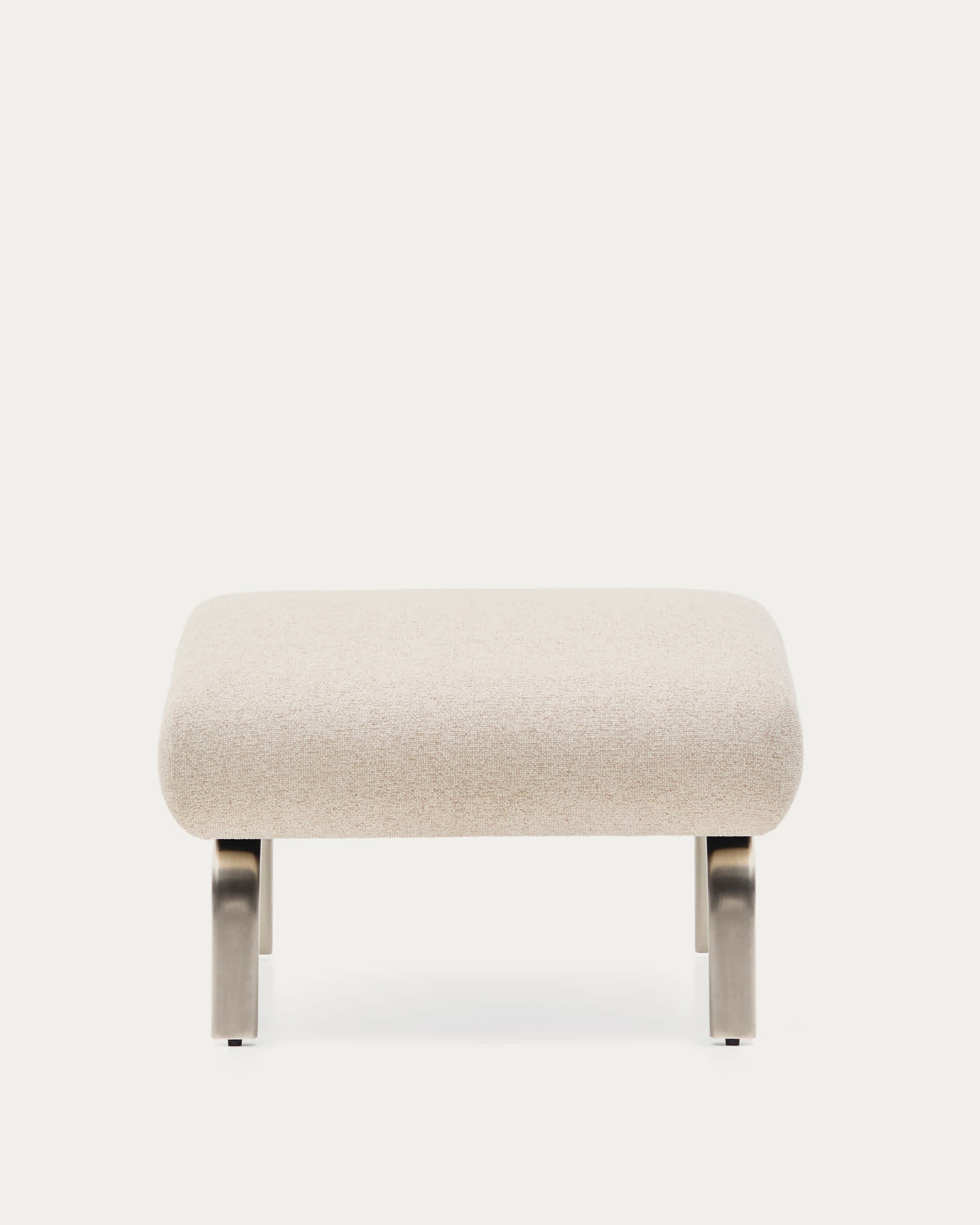 Amsen beige footrest with brushed stainless steel legs 68 x 55 cm