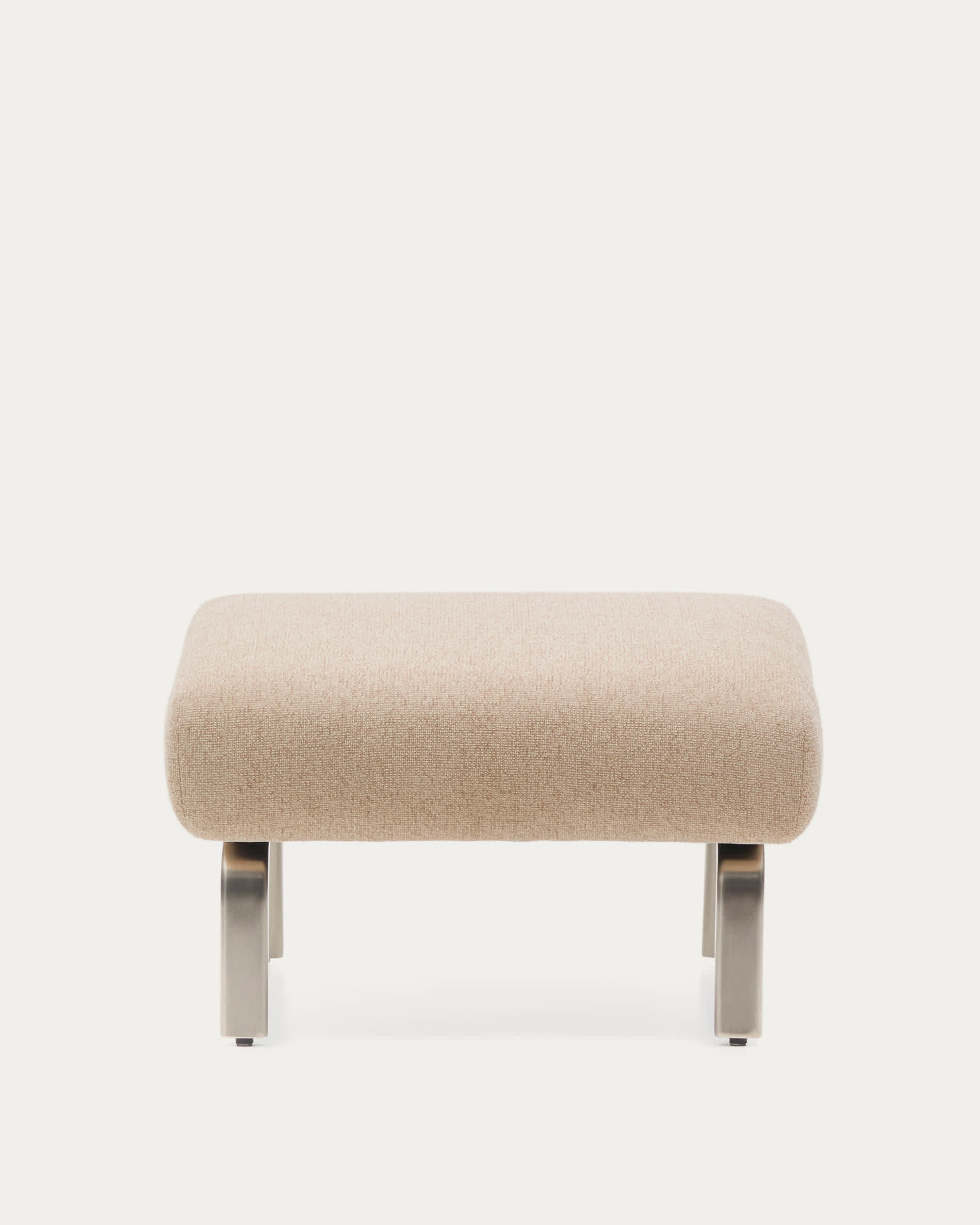 Amsen light brown footrest with brushed stainless steel legs 68 x 55 cm