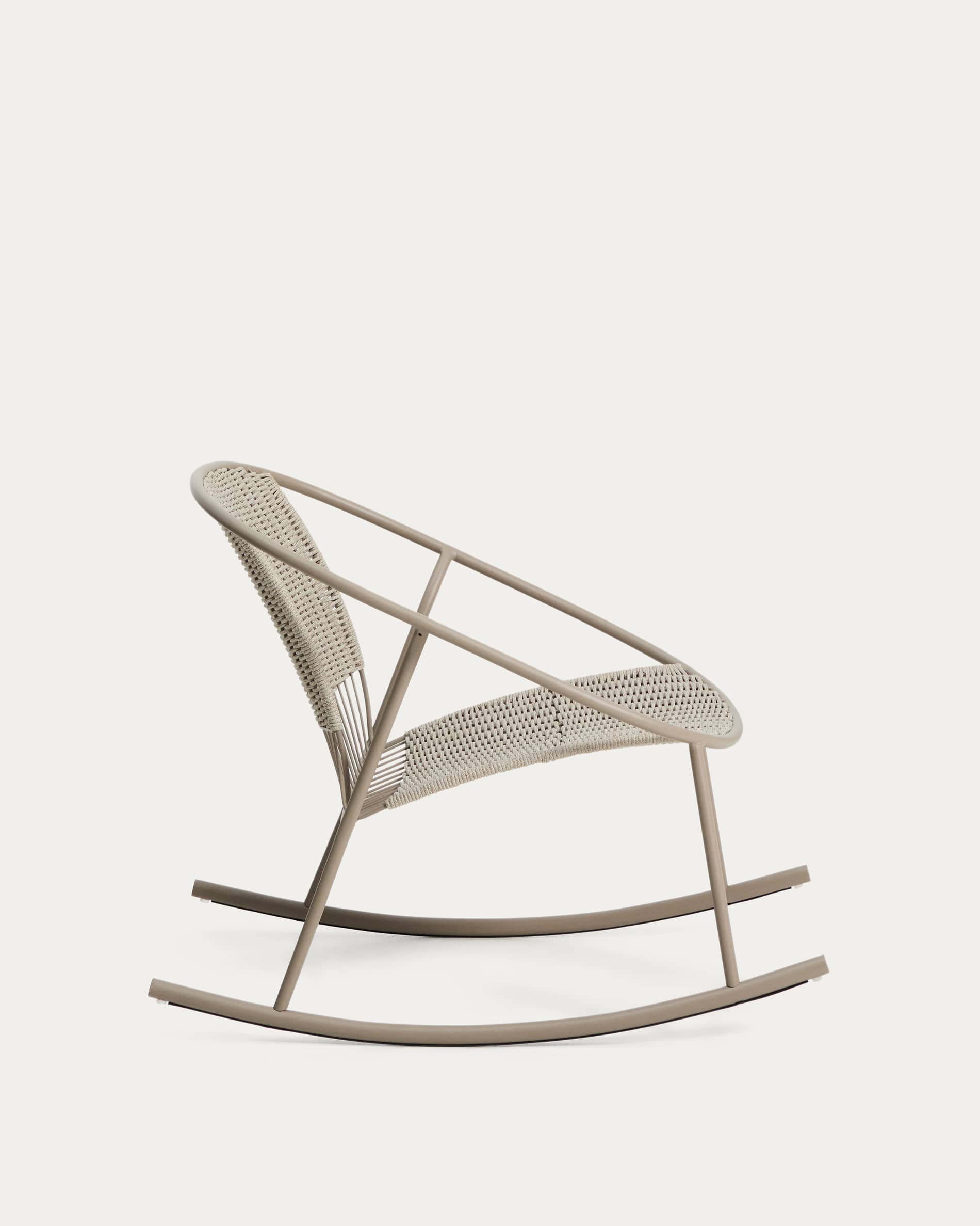Atrani rocking chair in galvanized steel and taupe rope