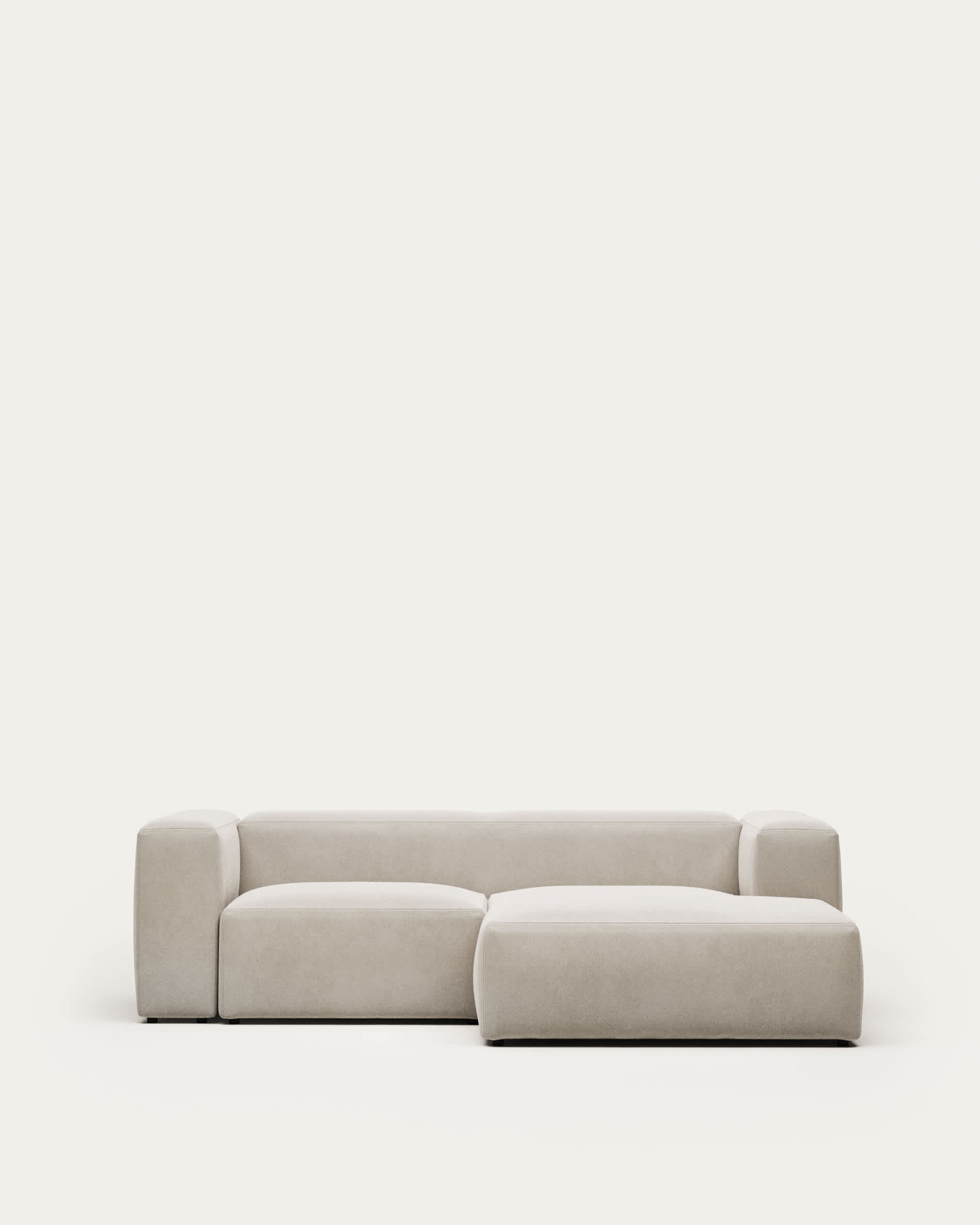 Blok fire-retardant 2-seater sofa with right chaise longue in white chenille 240cm