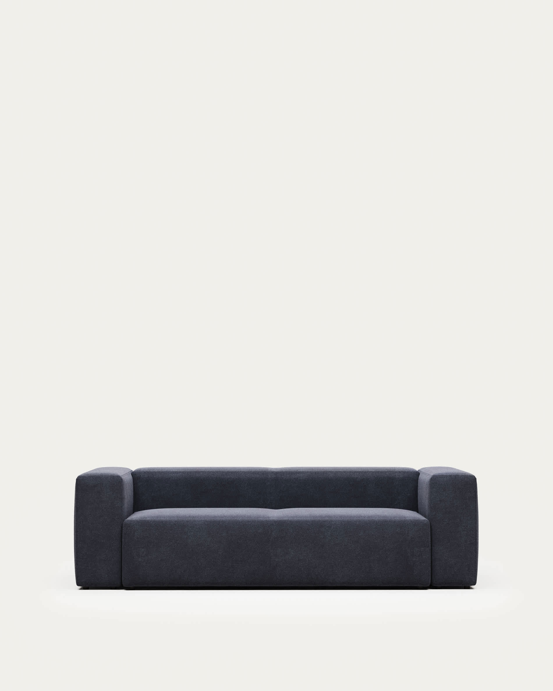 Blok fire-retardant 3-seater sofa in blue chenille 240cm